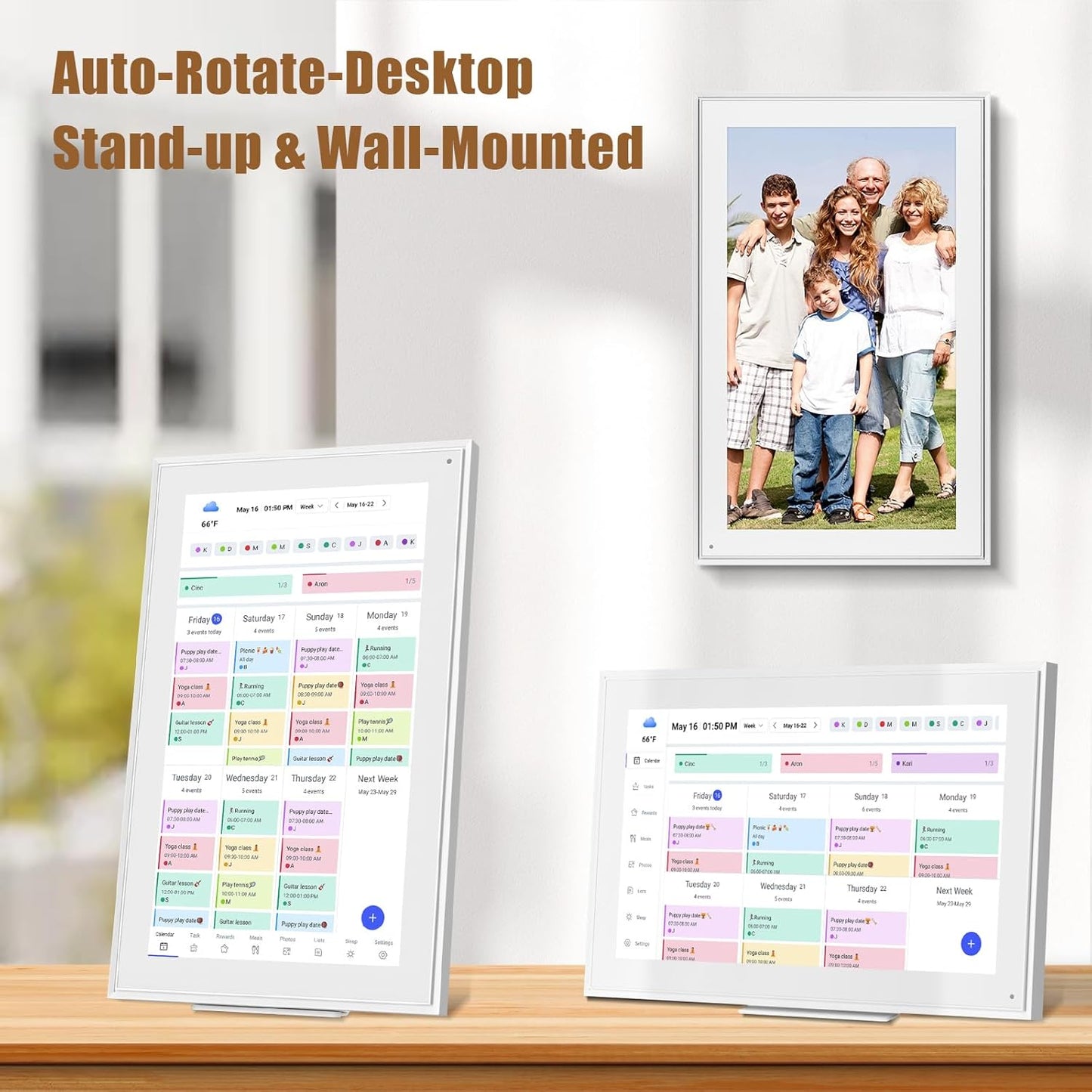 Digital Calendar: 15.6-inch Electronic Calendar & Chore Chart, Smart Touchscreen Interactive Display for Family Schedules–Wall Mount Included, Great for Organizing Your 2025-2026 Wall Planner