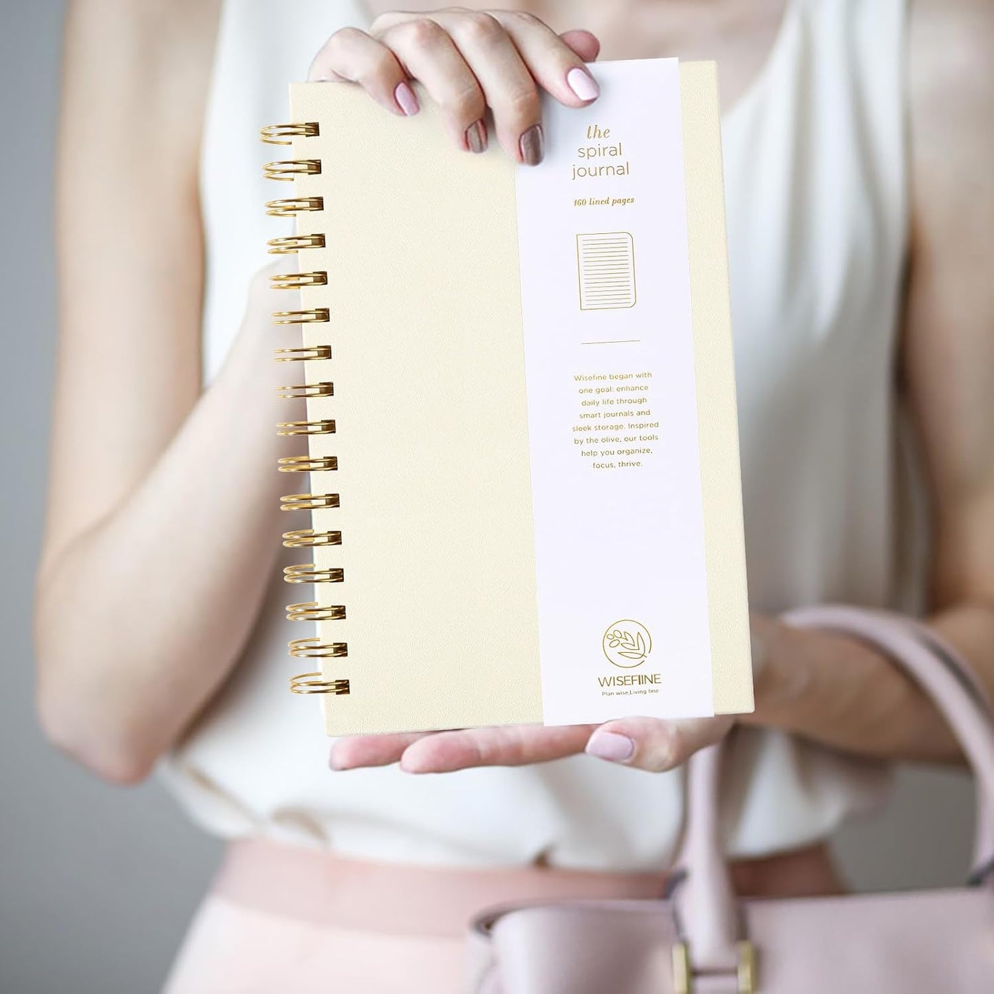 Spiral Journal Notebook with 160 Lined Pages – Hardcover Writing Journal with Gold Twin-Wire Binding, A5 College Ruled Notebooks for Work, School, Travel, Diary, Gift for Women & Men Khaki