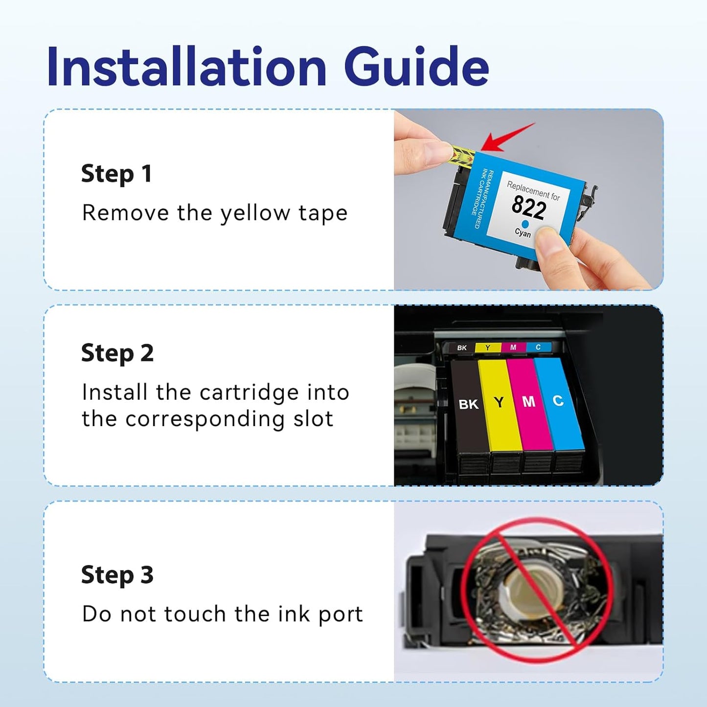 822XL Ink Cartridges Combo Pack Remanufactured Replacement for Epson 822 Ink Cartridge 822 XL T822XL for Workforce Pro WF-3820 WF-3823 WF-4820 WF-4830 WF-4833 WF-4834 Printers Ink (4 Pack)