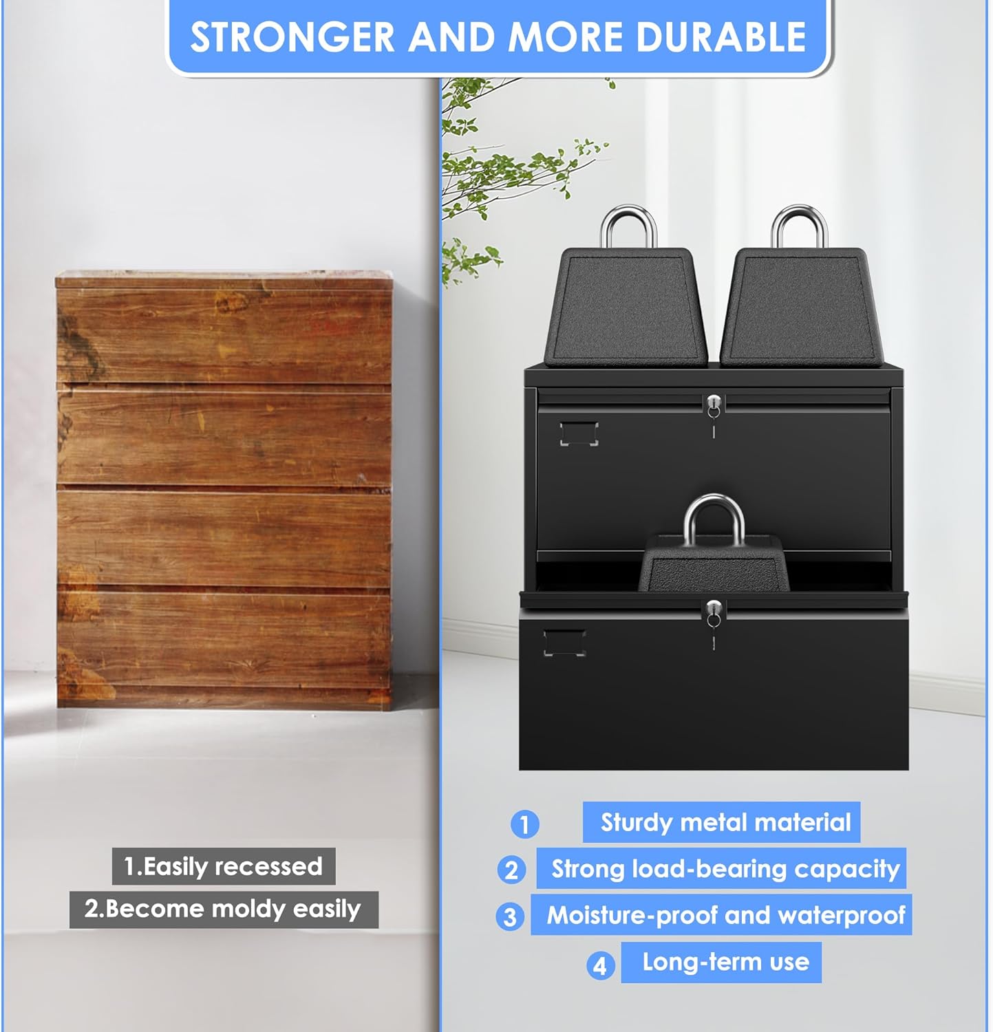 2 Drawer Lateral File Cabinet, Metal Wide Filing Cabinet with Independent Locks, Home Office Furniture for Hanging Files Letter/Legal/F4/A4 Size, Assembly Required, Black