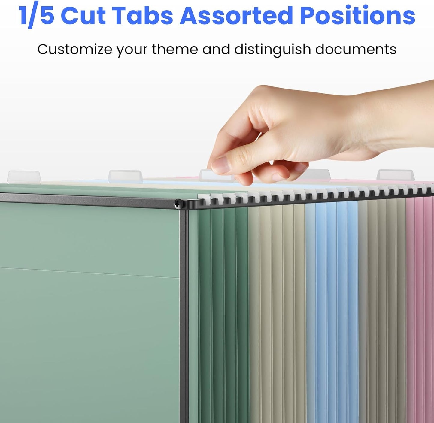 Hanging File Folders Letter Size, 50 Pack File Organizer Folders, 1/5-Cut Tabs with Hanging File Folder Frame, Heavy Duty 1 Inch Expansion, Stay Organized for Your Home and Office Bulk File.