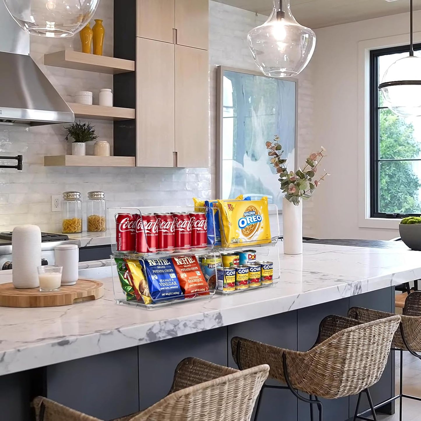 Sorbus Stackable Storage Bins Open Front - Clear Stackable Storage Bins - Pantry Bins for Storage and Organization - Acrylic Stackable Bins for Kitchen - Clear Pantry Organizer Bins (Small 4 Pack)