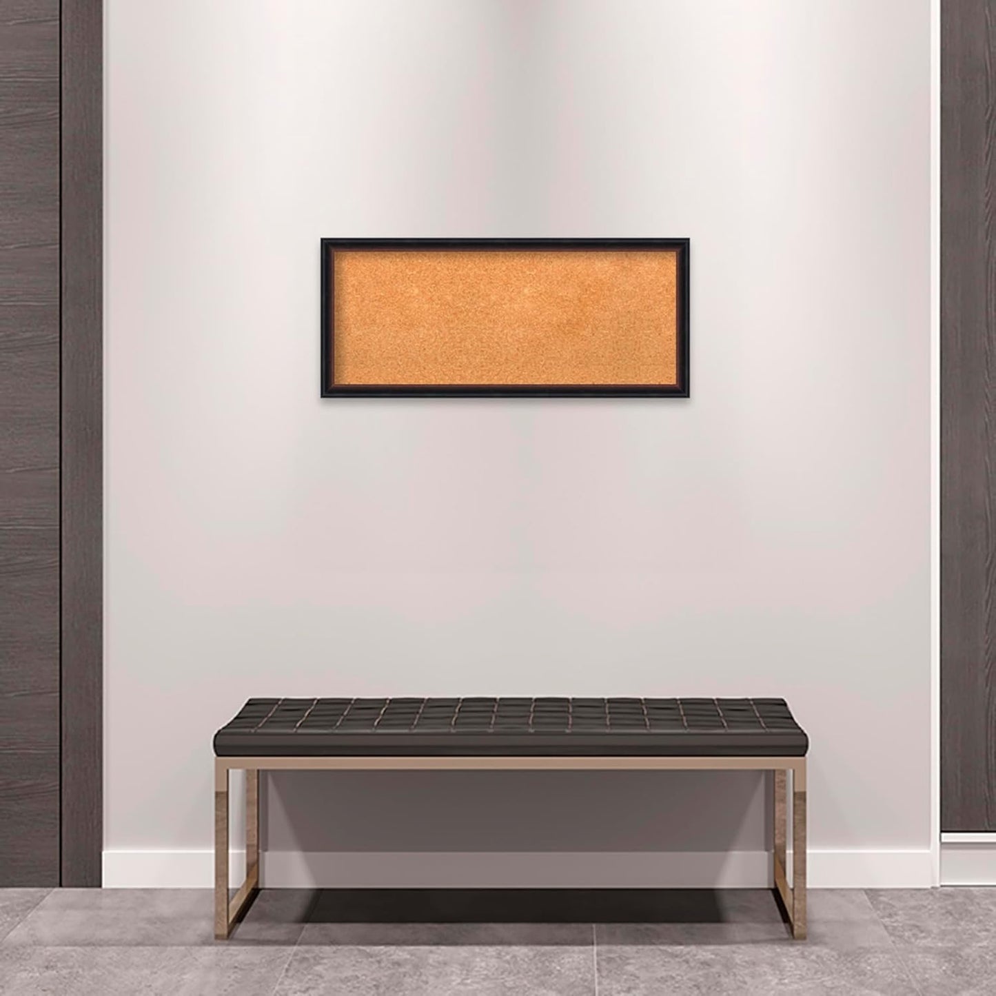 Amanti Art Natural Cork Board for Wall, 14x32 Vision Board with Black Wood Frame, Medium Corkboard Office Decor for Home Organization, Casual Corkboard Pinboard to display items for home organization