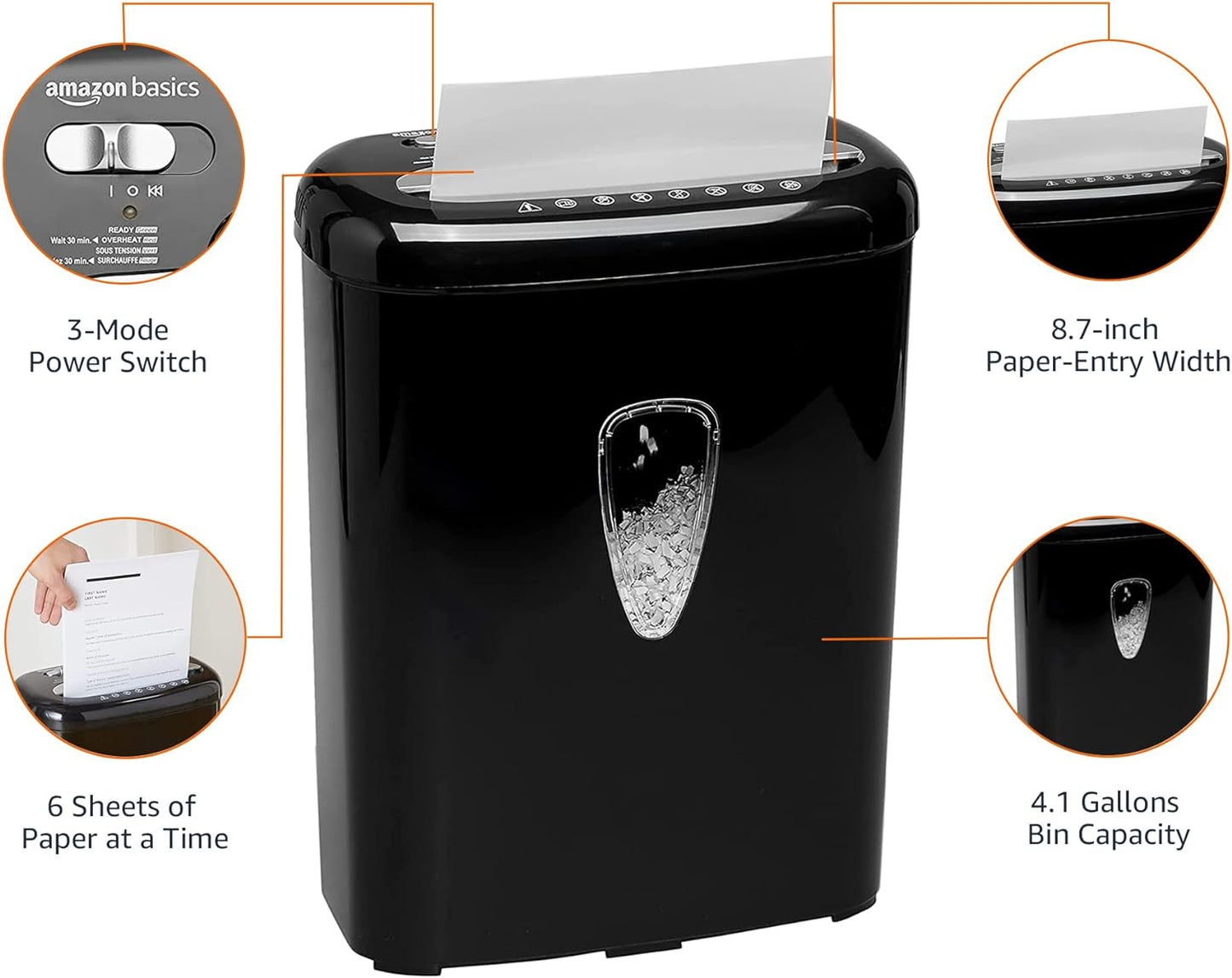 Amazon Basics 6 Sheet High Security Micro Cut Paper and Credit Card Home Office Shredder, Black