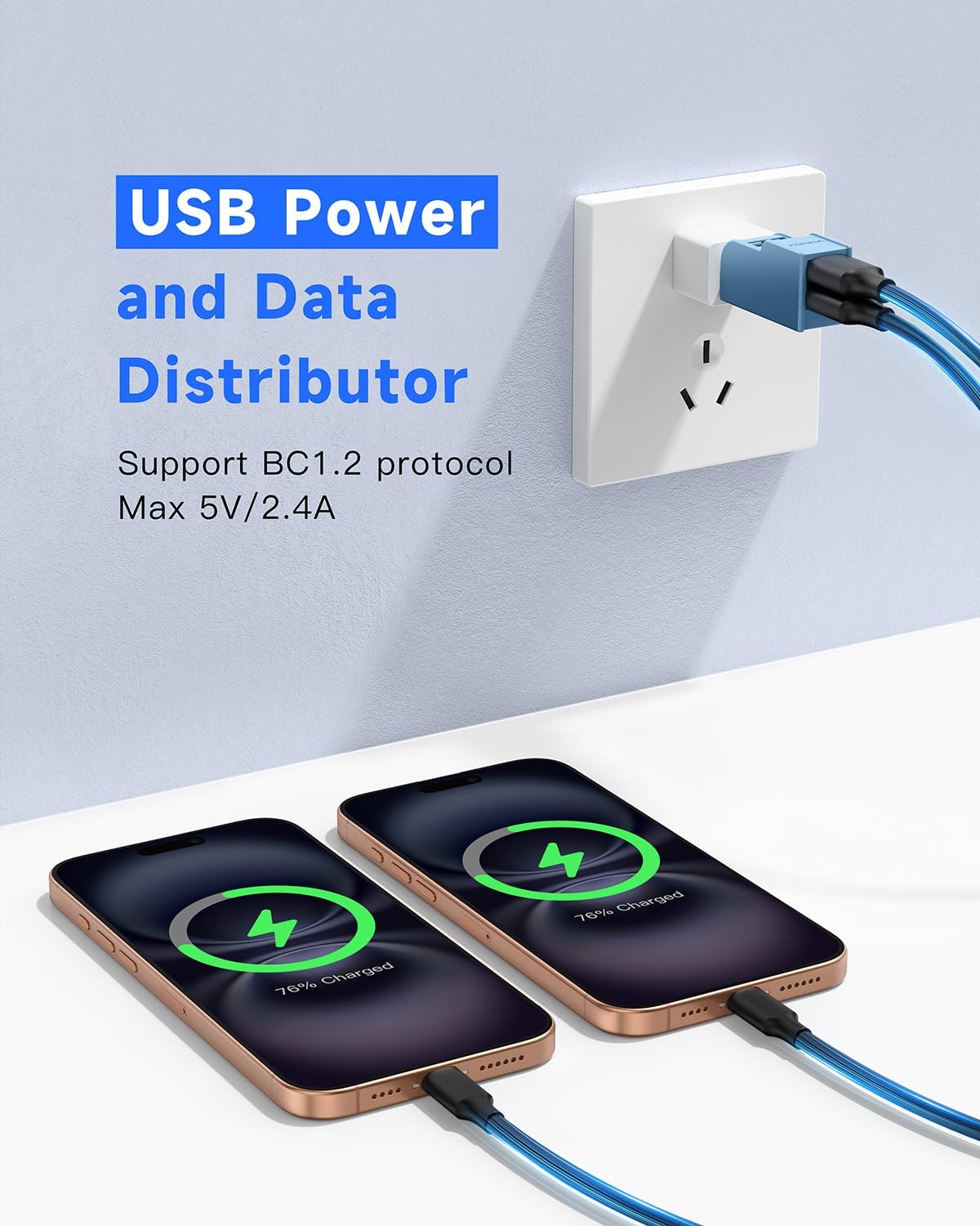 3 Ports USB 3.0 Adapter, USB Hub with 1 USB 3.0 and 2 USB 2.0 Port, Portable USB Port Splitter for Keyborad, Mobile Hard Disk, U Disk, Camera, Mouse,etc (Blue)