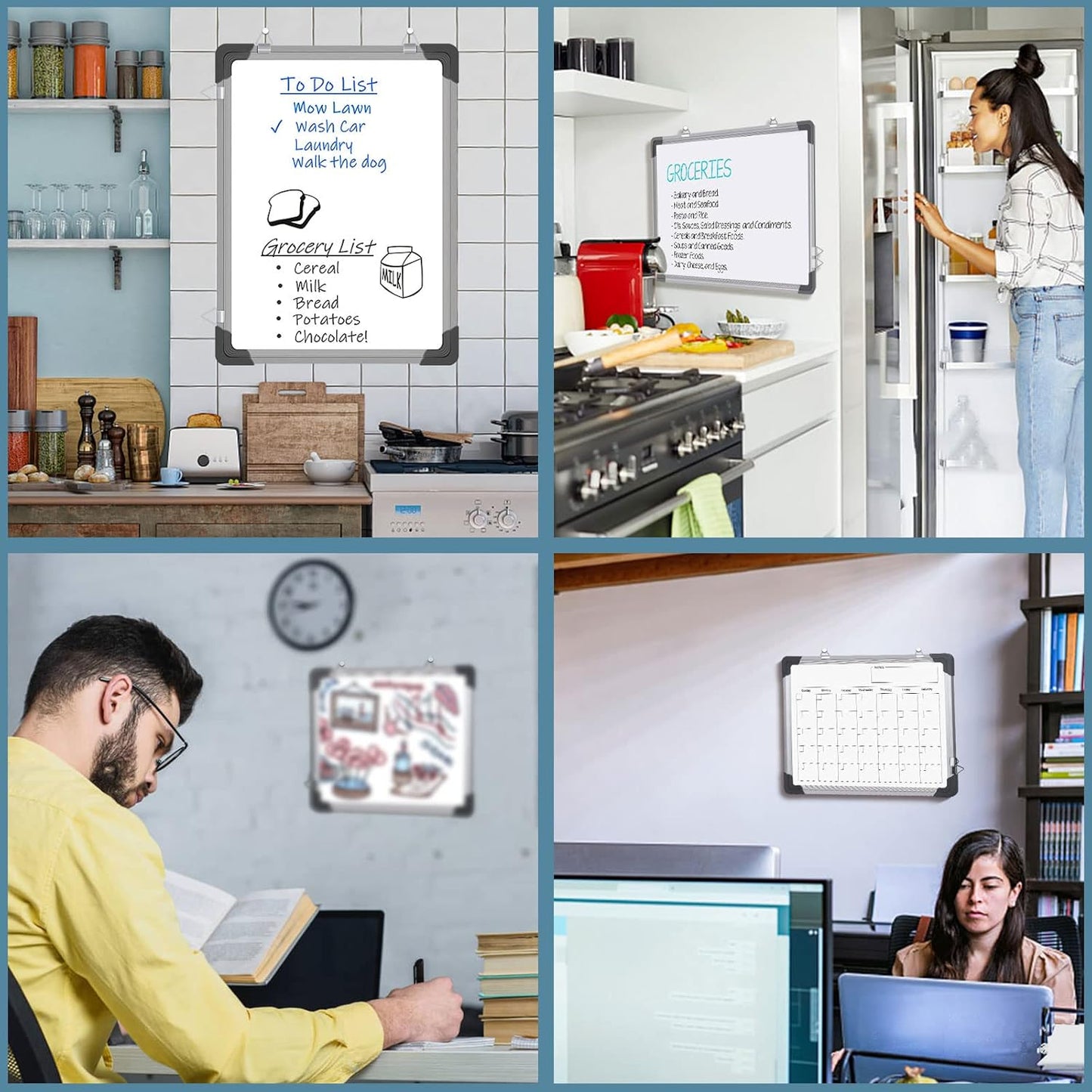 Dry Erase Calendar Whiteboard for Wall, Polegas 16" X 12" Magnetic White Board Board, Small Wall Monthly Double Sided Boards Student, Home, Office (White)