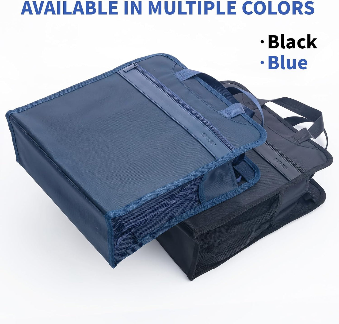 M&G Oxford Zipper Document Bag, Vertical Double Layer Waterproof Handle Document Tote Bag for Carrying Paper Documents Books Computer Water Cup1 Pack (Dark Blue)