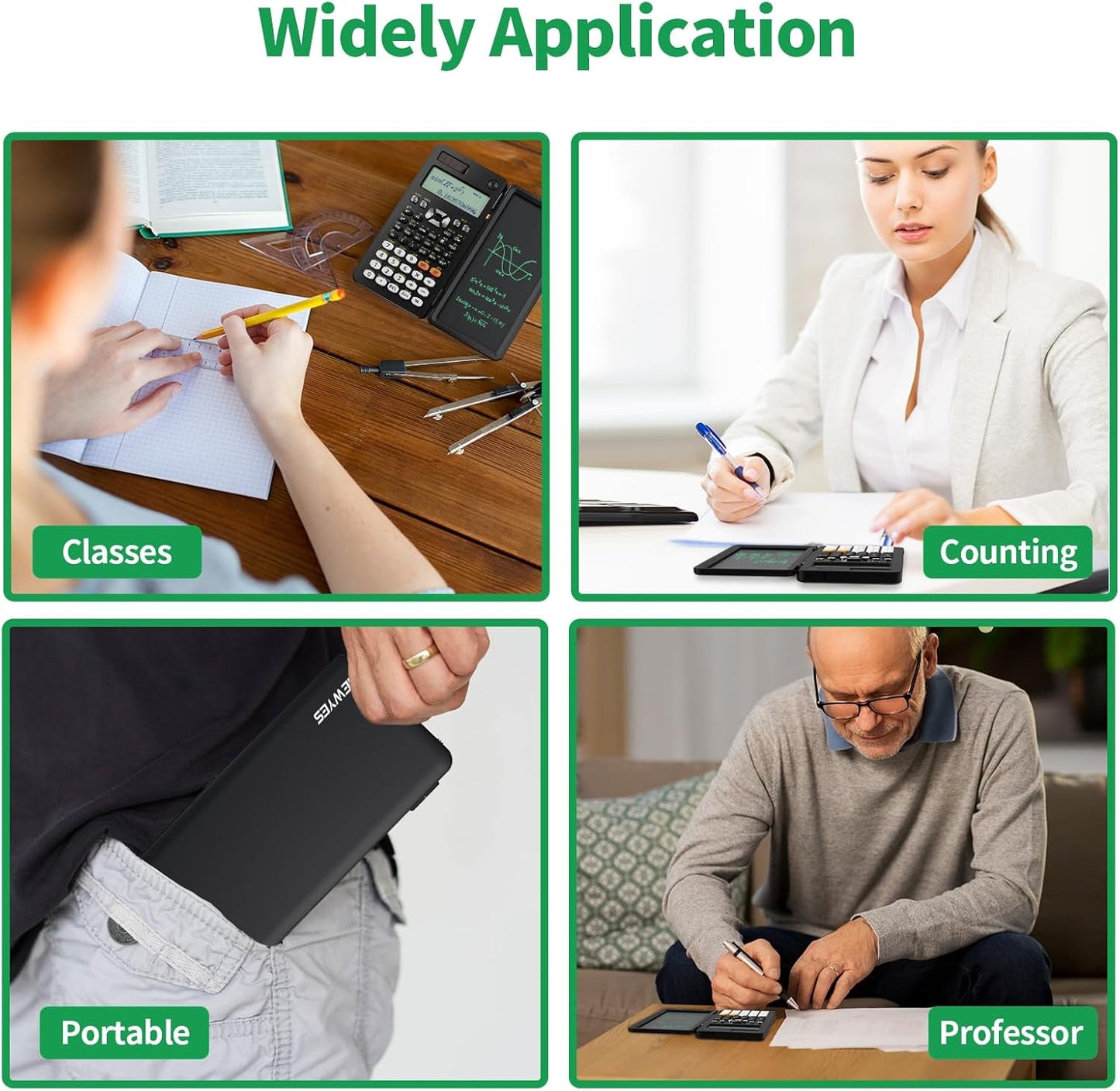 Scientific Calculator with Notepad 991ES Black Science Calculator with Writing Tablet Foldable Scientific Calculators for High School College Students School Supplies