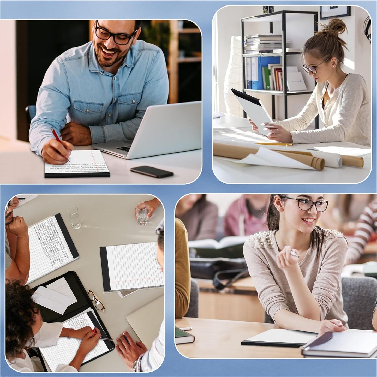 Legal Pads 8.5 x 11 Writing Pads, 3 Pack Note Pads 8.5 x 11 Wide Ruled Pads of Paper, Micro Perforated Notepad 8.5'' x 11'' Lined Paper Pads, Thickness Paper with Strong Cardboard, 30 Sheets per Pad