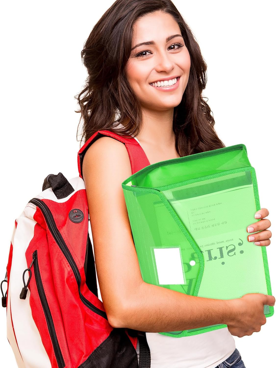 Epakh 10 Pieces Plastic File Folders Envelope Expanding File Wallet Organizer Documents Folder with Snap Closure and Pocket, A4 Size Waterproof Transparent Pouch (Green,Horizontal)