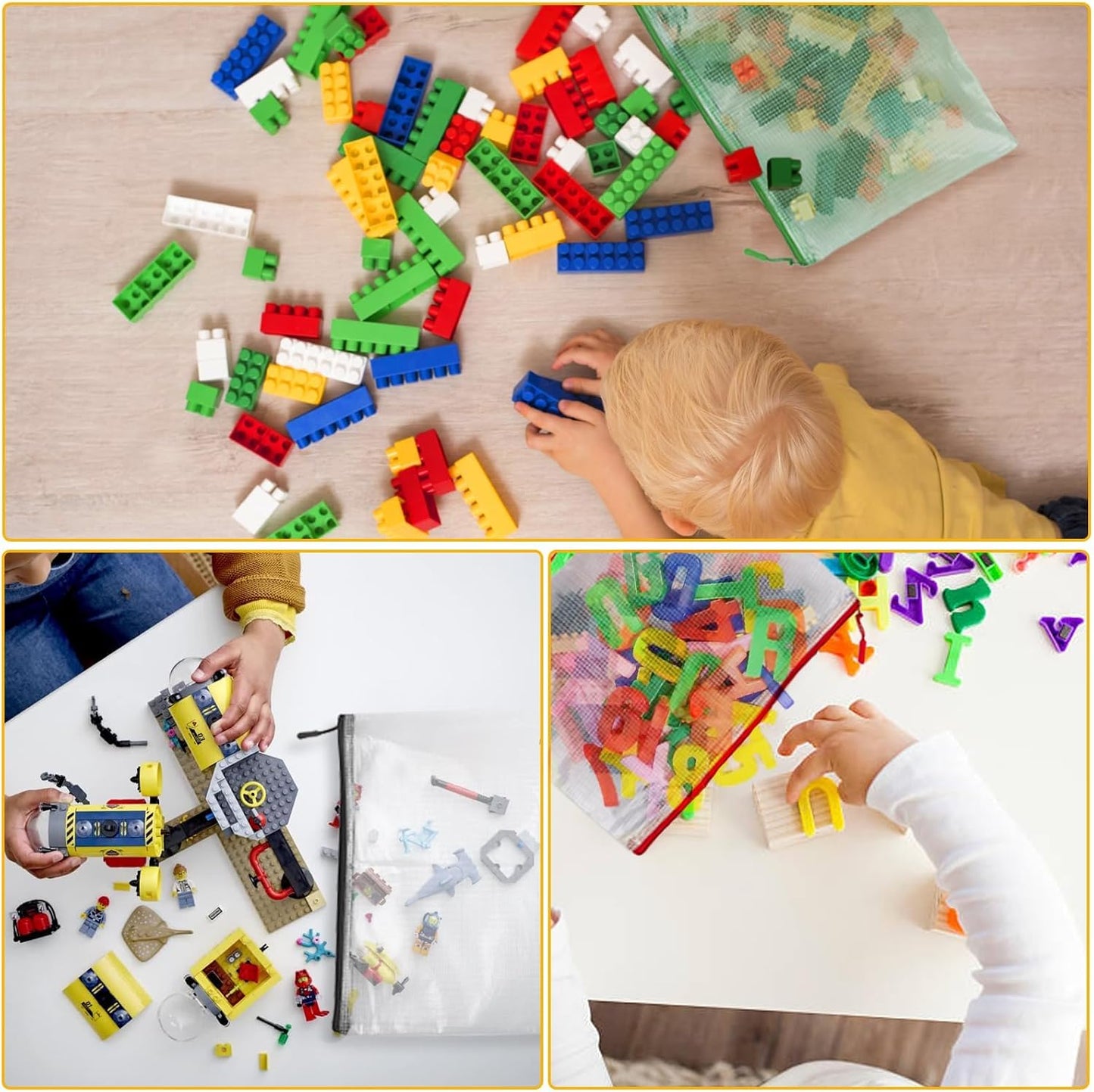 36pcs Large A4 Mesh Zipper Pouch File Bags YOPCDJ Reusable Zippered Pouches for Organizing Classroom, Board Game Storage, Puzzle Bags