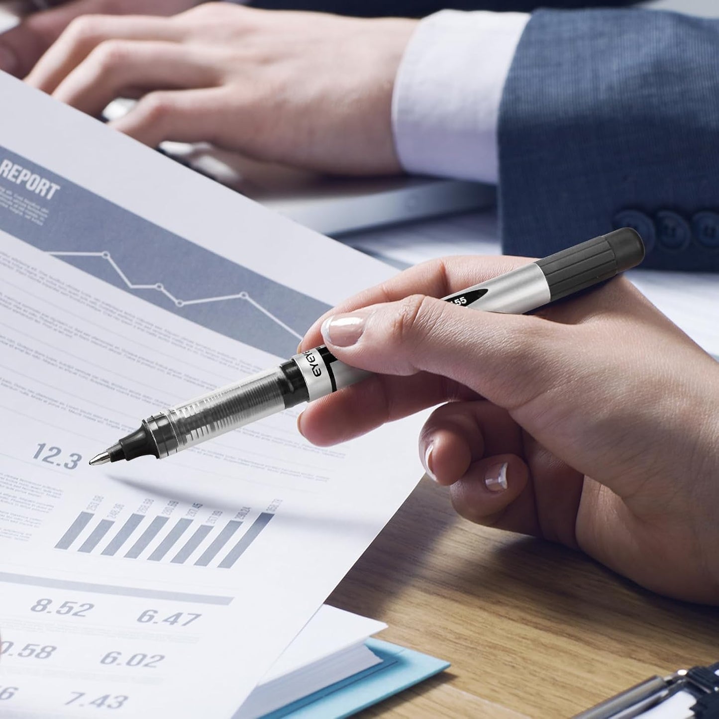 EYEYE Liquid Ink Rollerball Pens 0.7mm, Medium Point Roller Ball Pen 12 Pack 3 Colors Quick Dry, Ink Pens Fine Point Smooth Writing Pen for Journaling, Note Taking, Office, School Supplies