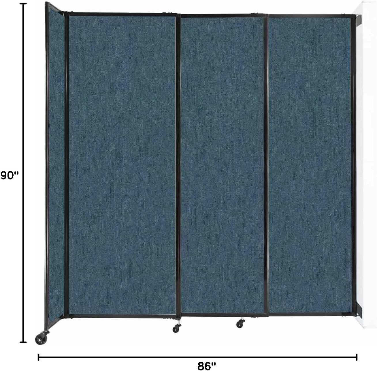 Wall-Mounted Sliding StraightWall Room Divider | Adjustable Widths | Locking Wheels | Room Separator | Up to 7'2" Wide x 7'6" Tall Caribbean Fabric Panels