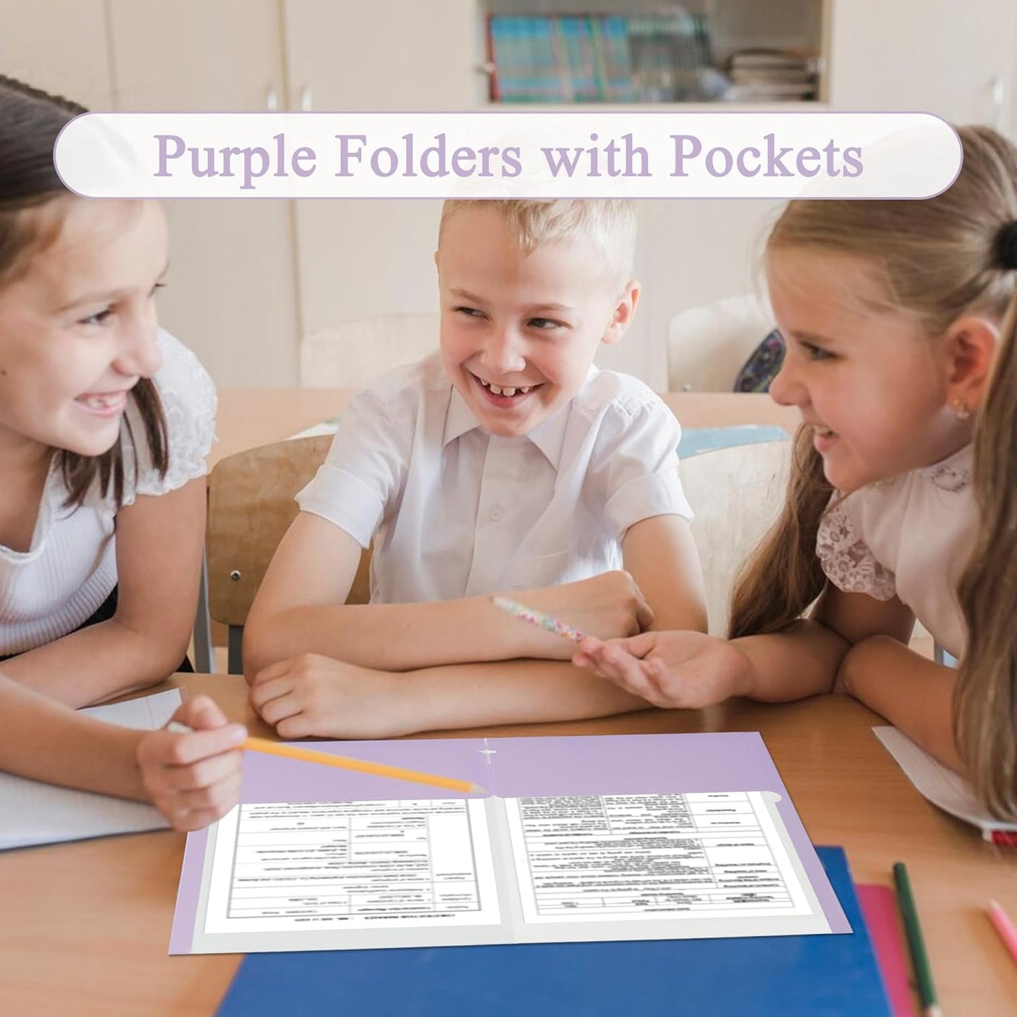 Zzrywuty File Folders with Pockets Letter Size, 50-Pack Paper Folders with Card Slot, Two Pocket Folders for School Students, Businessmen, Home and Office Workers(Purple)
