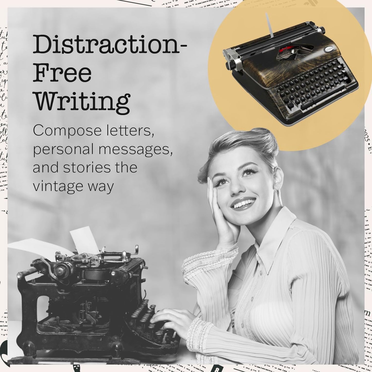 Maplefield Vintage Manual Typewriter - Bronze, Fits Standard 8 x 11 in Sheets - Antique-Style Functional Retro Portable Design & Easy Setup for Home & Office Decor