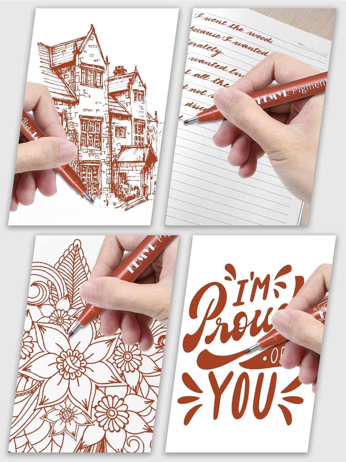 10 Micro Fine liner Drawing Art Pens Calligraphy Pens: 0.05mm-1.0mm Size Art supplies Waterproof Archival Sepia Ink Markers For Artists,Use for Professional Watercolor,Sketching