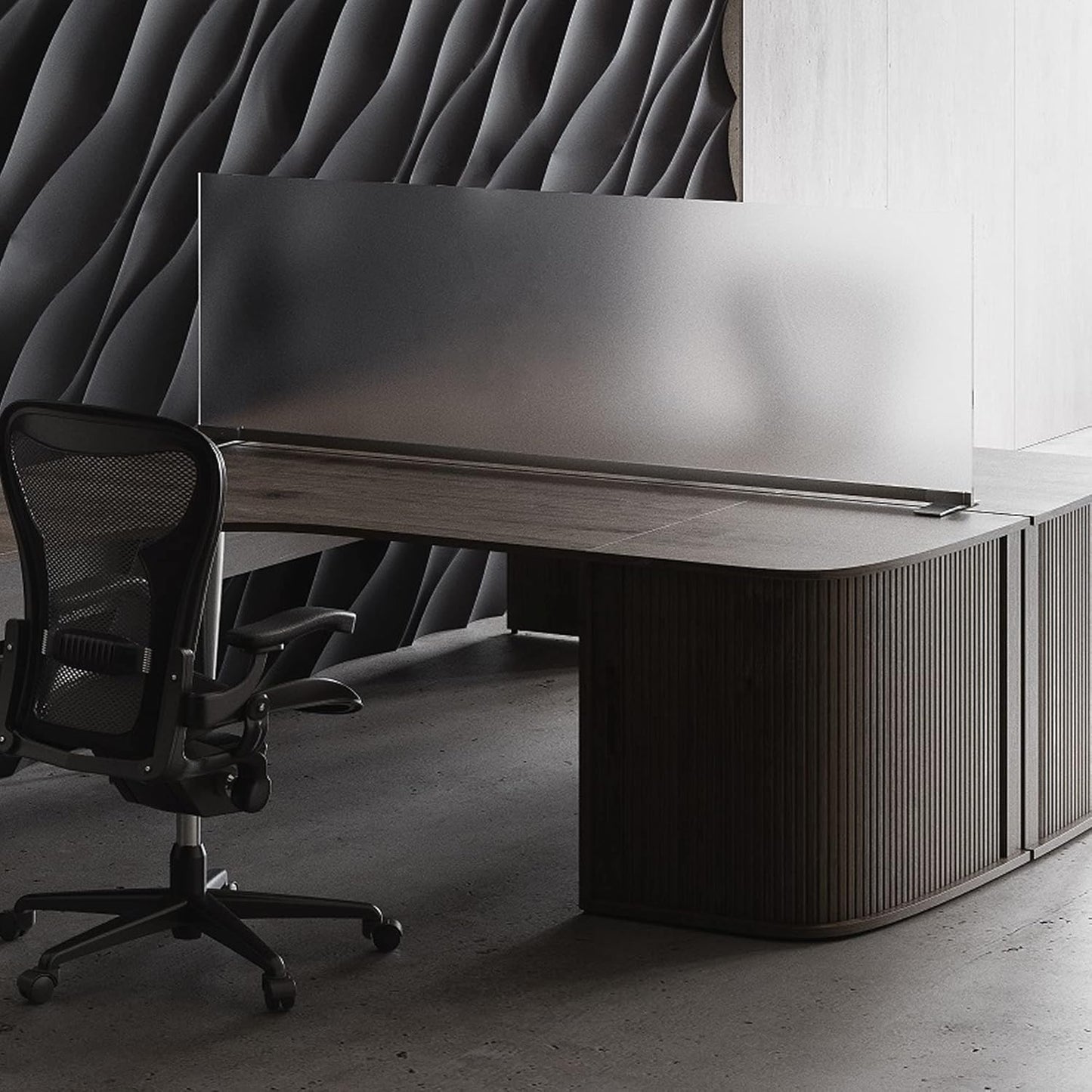 OBEX Acrylic Free Standing Screen, Divider for Desk Privacy Home & Office Partitions for Table Top Workstation, Portable Cubicle Panel for Work, 12" x 66", Frosted