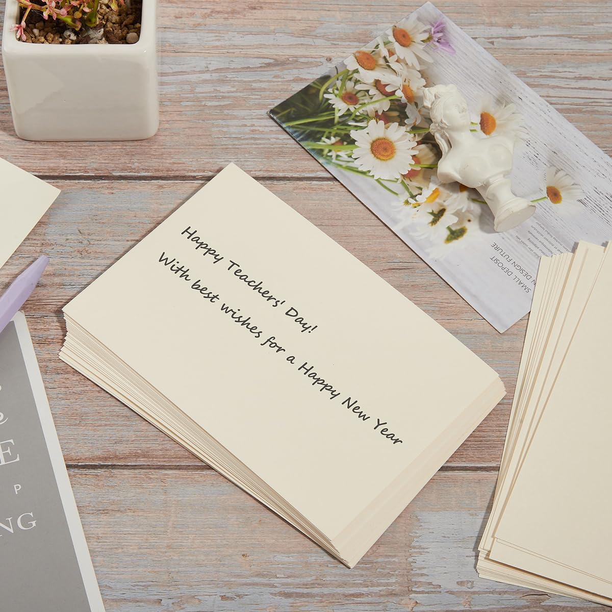 50 Sheets Blank Cardstock Paper 250 GSM Thick Heavy Cards Stock for DIY Art Projects, Card Making, Postcards, Greeting Cards, Birthday Party, Wedding Invitation (Cream, 5x7 inches)