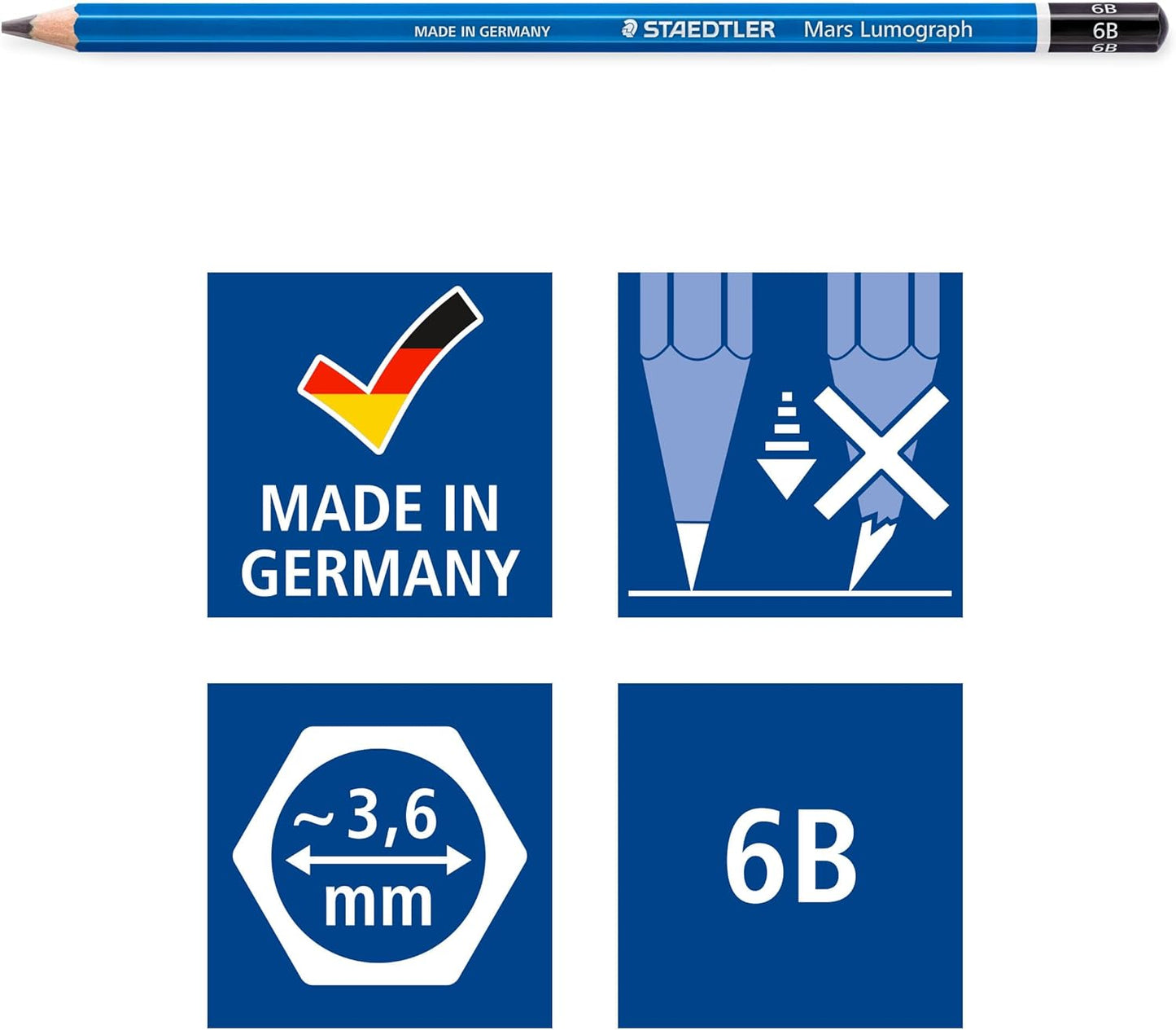 STAEDTLER Mars Lumograph Art Drawing Pencils, Graphite Pencils in Metal Case, Break-Resistant Bonded Lead, Grades 12B-10H, Set of 24