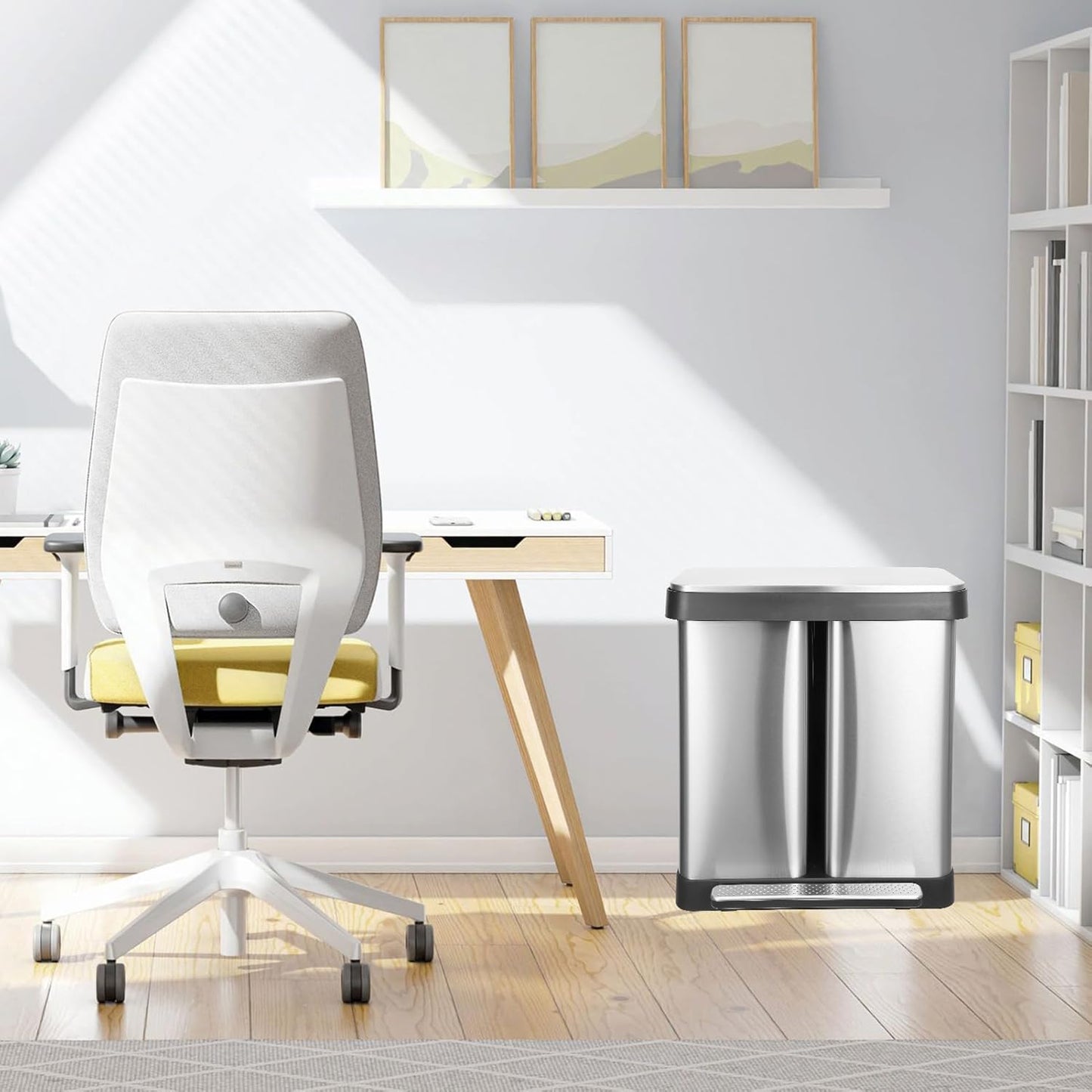 16 Gallon Dual Trash Can, 2 X 30 L Stainless Steel Two Compartment Garbage Can with Soft-Close Lid, Recycle Bin with 2 Removable Inner Buckets and Foot Pedal for Kitchen Home Office