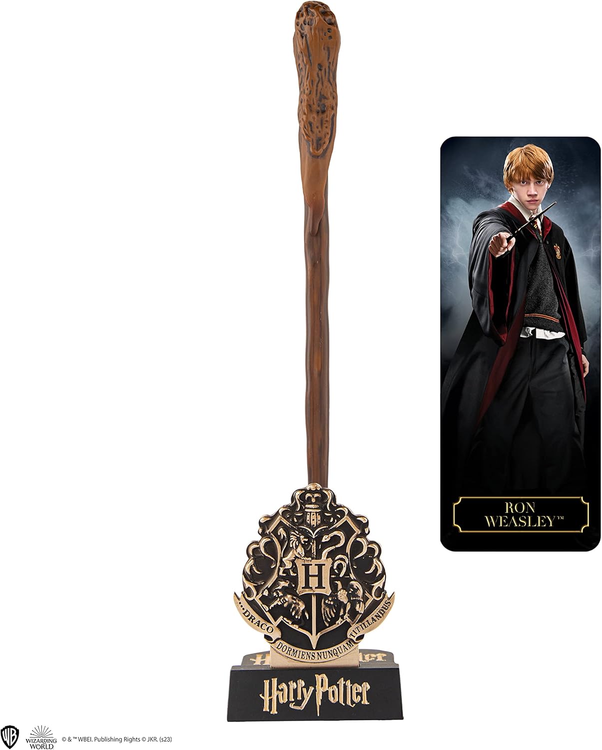 Cinereplicas Harry Potter – Wand Pen with Base and Lenticular Bookmark – Officially Licensed (Ron Weasley)