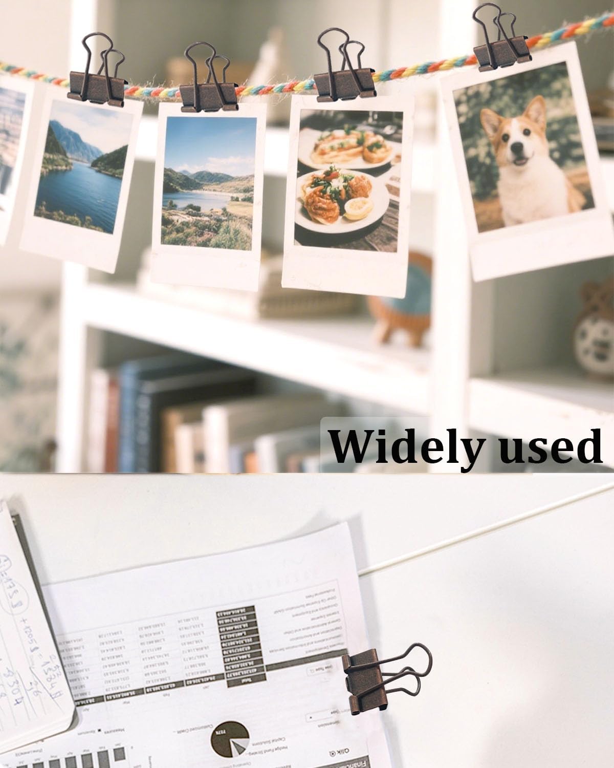 Assorted Binder Clips 0.75/1/1.25in 25-Pack - Copper Tone Clips for Office & Home