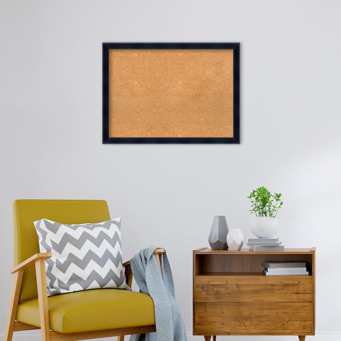 Amanti Art Natural Cork Board for Wall, 22x30 Vision Board with Black Wood Frame, Medium Corkboard Office Decor for Home Organization, Modern Contemporary Corkboard Pinboard to display items for home