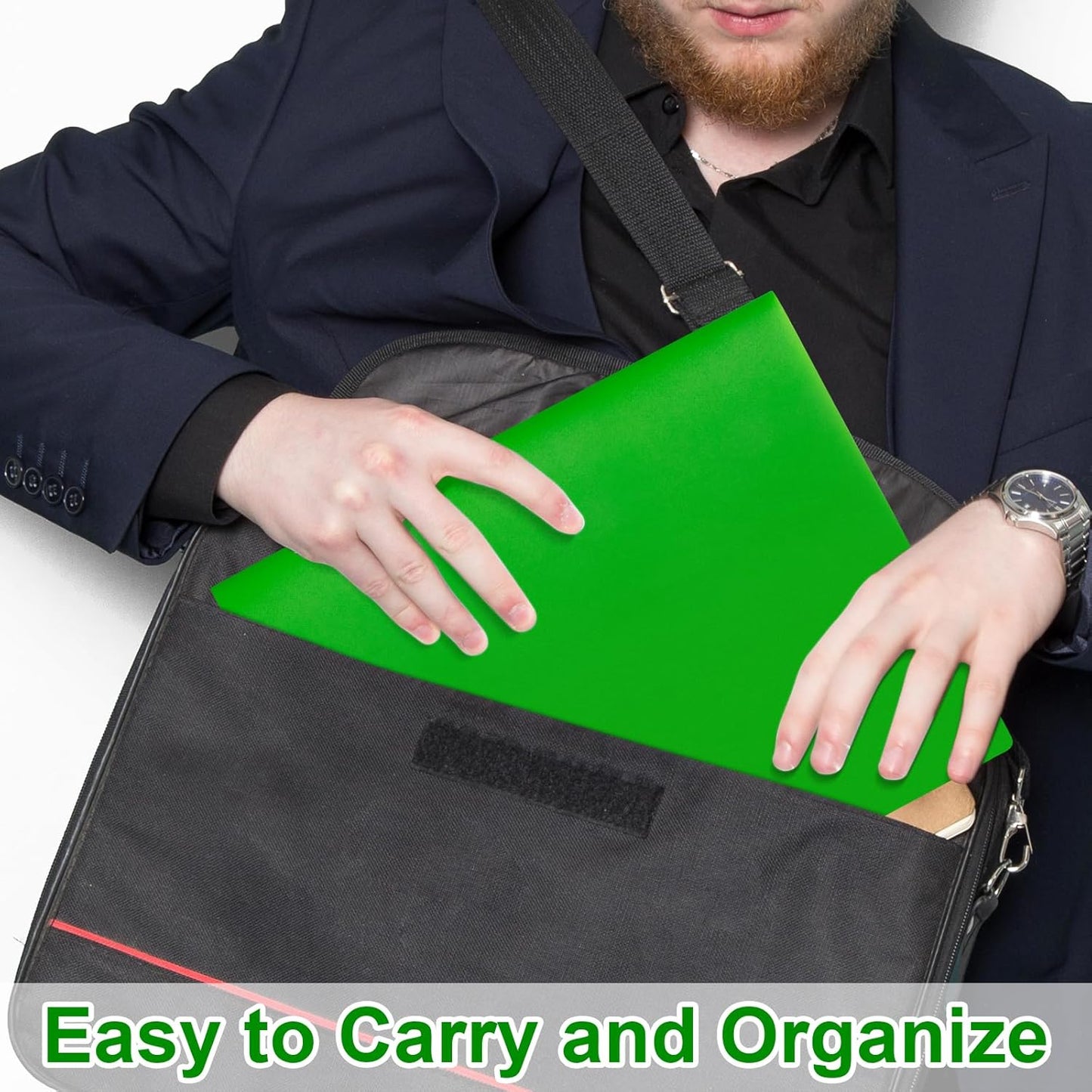 6-Pack Plastic Folders with Pockets,2-Pocket Poly Folders Holds 8-1/2" x 11" Paper for School/Office/Home, Green