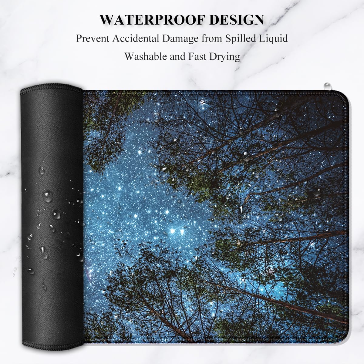Auhoahsil Large Mouse Pad, XXL Gaming Mousepad, Desk Mat for Desktop, Thick Rubber, Big & Long Size, Stitched Edges, Full Desk Pad for Laptop & Computer, Extended 31.5 x 11.8 in, Silent Night Sky