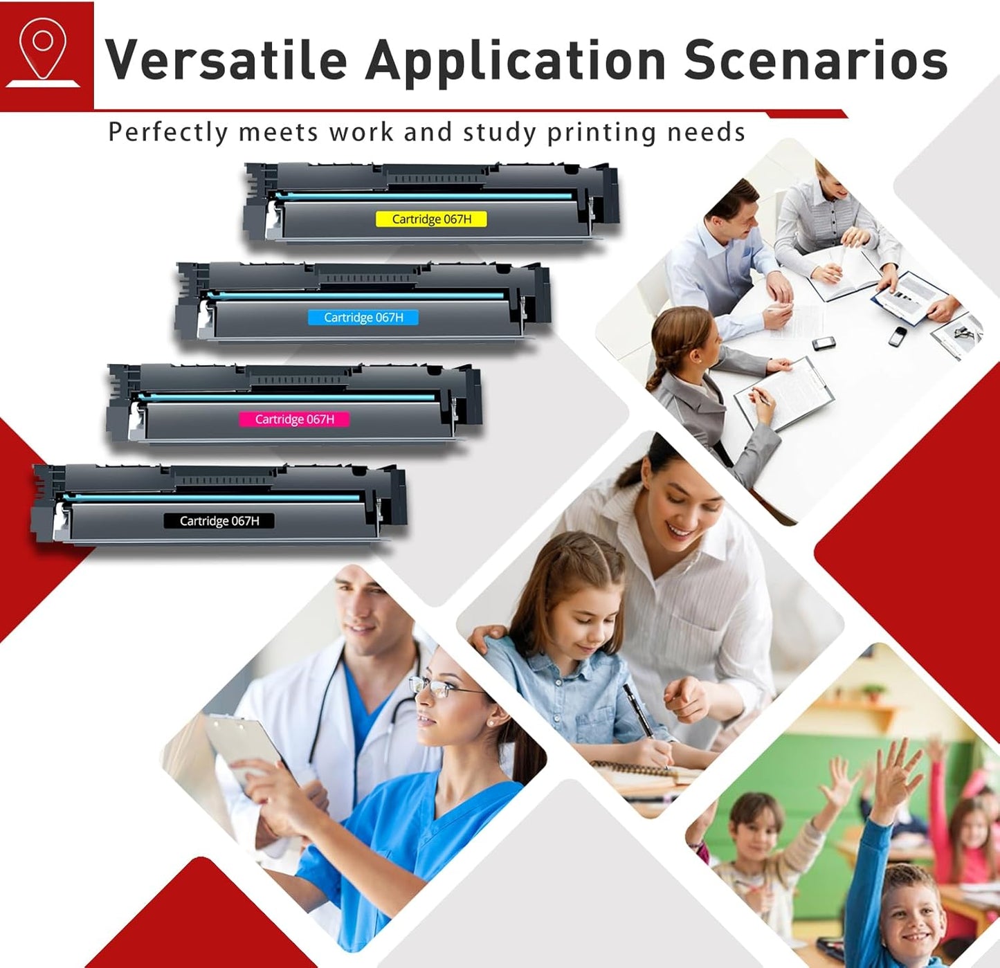 Compatible 067/067H Toner Cartridge Set High Capacity Replacement for Canon 067H/067 Toner Work with ImageClass MF656Cdw MF653Cdw MF654Cdw LBP632Cdw LBP633Cdw Printers(067 Toner ,4Pack)