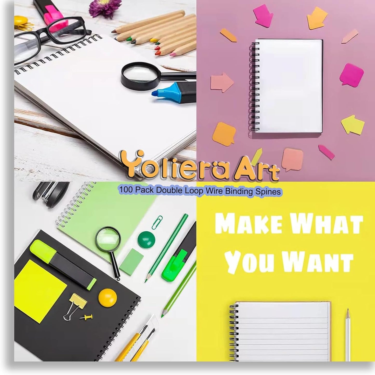 100 Pack Double Loop Wire Binding Spines, 3 to 1 Pitch,1/2 Inch Wire Cinch Book Binding Fit for School Office Notebook Maker, YolieraArt Metal Spiral for Bindings, (100 Sheet Capacity, Red)