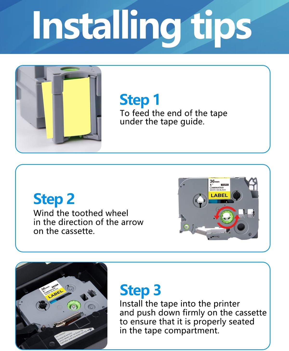 Weemay 3 Pack TZe651 24mm Black on Yellow Label Tape Compatible with Brother P-Touch Label Maker Tape TZe-651 TZe 651 TZ-651 TZ651 for PT-E500 PT-D600 PT-P750W PT-P900W Printer, 1 in x 26.2 ft