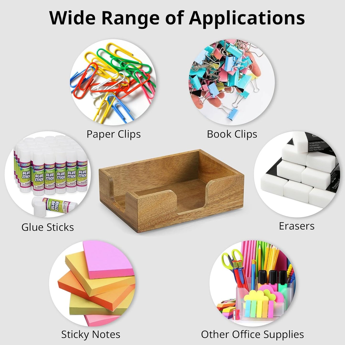 Acacia Wood Sticky Note Holder, 4x6 Inch Notepad Holder Dispenser with Dual Openings, Sticky Note Dispenser Memo Holder Case for Desk Office School Supplies