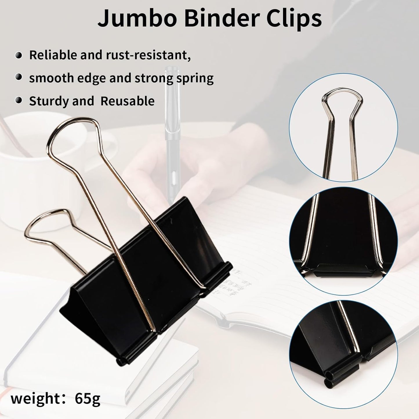 Jumbo Binder Clips 3 Inch - Extra Large Binder Clips 10 Pack, Heavy Duty Office Binder Clips for Paper, Documents, School & Office Supplies (10, 3 inch)