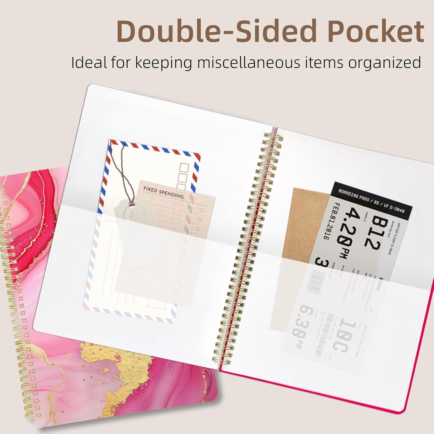 Cute Spiral Notebook journal A4 Aesthetic Pretty Design for Women Girls Kawaii with Pocket, 8.5 x 11 inch, Lined, Marble