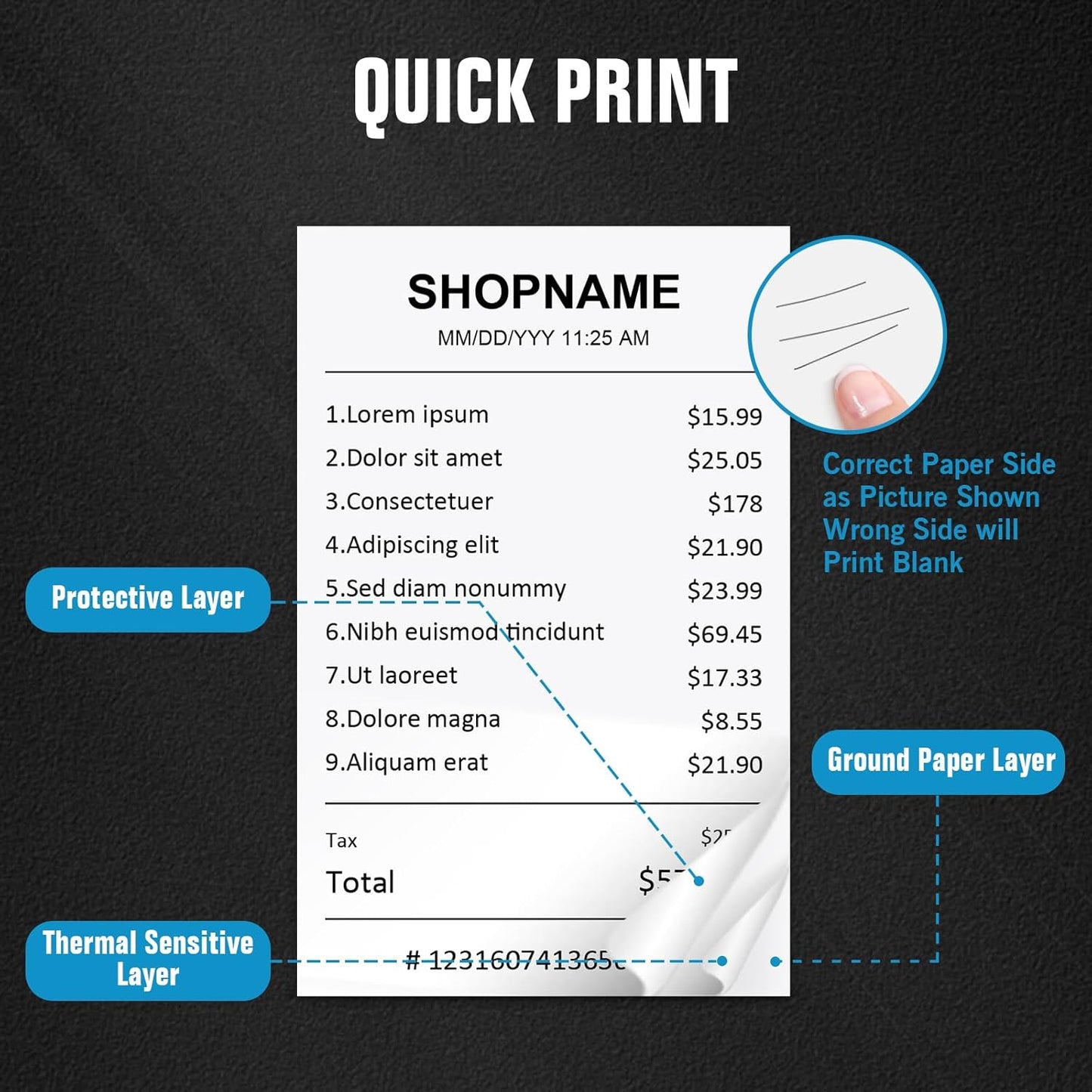 Thermal Paper Rolls BPA-Free - 2 5/16 x 400 for Credit Card Receipts, Smooth Printing, No Jams, 12-Pack