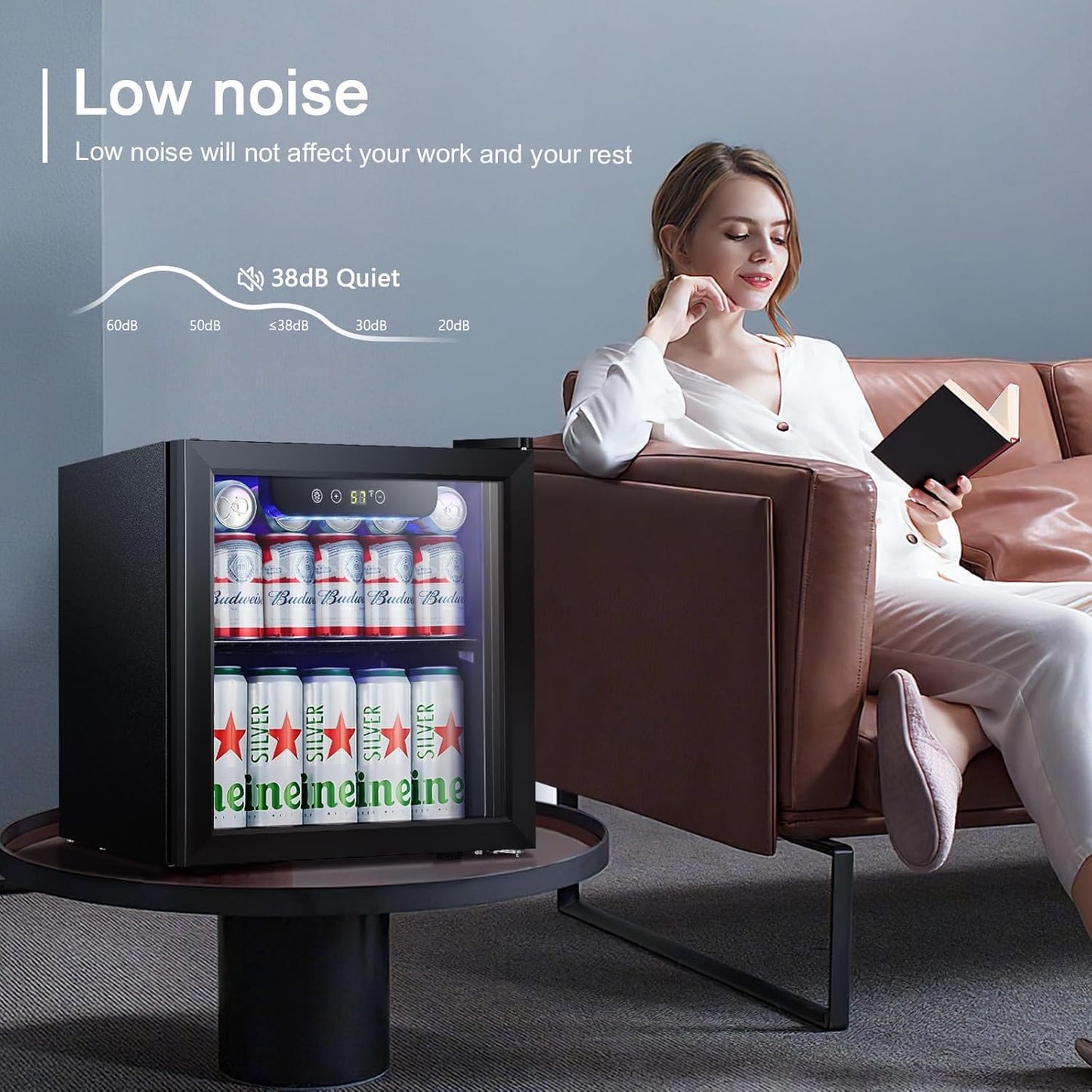 Antarctic Star Mini Fridge Cooler - 12 Bottle 48 Can Beverage Refrigerator Glass Door for Drinks or Beer Wine –Small Drink Dispenser for Home, Office or Bar, Electronic Temperature Control,1.3cu.ft.