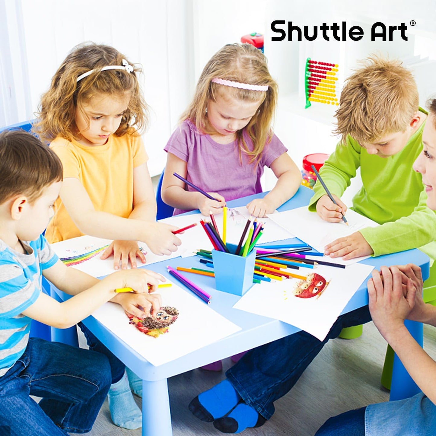 Shuttle Art Colored Pencils Bulk, 408 Pack Coloring Pencil Set Plus 20 Sharpeners, 12 Assorted Colors, Classroom Pack School Supplies