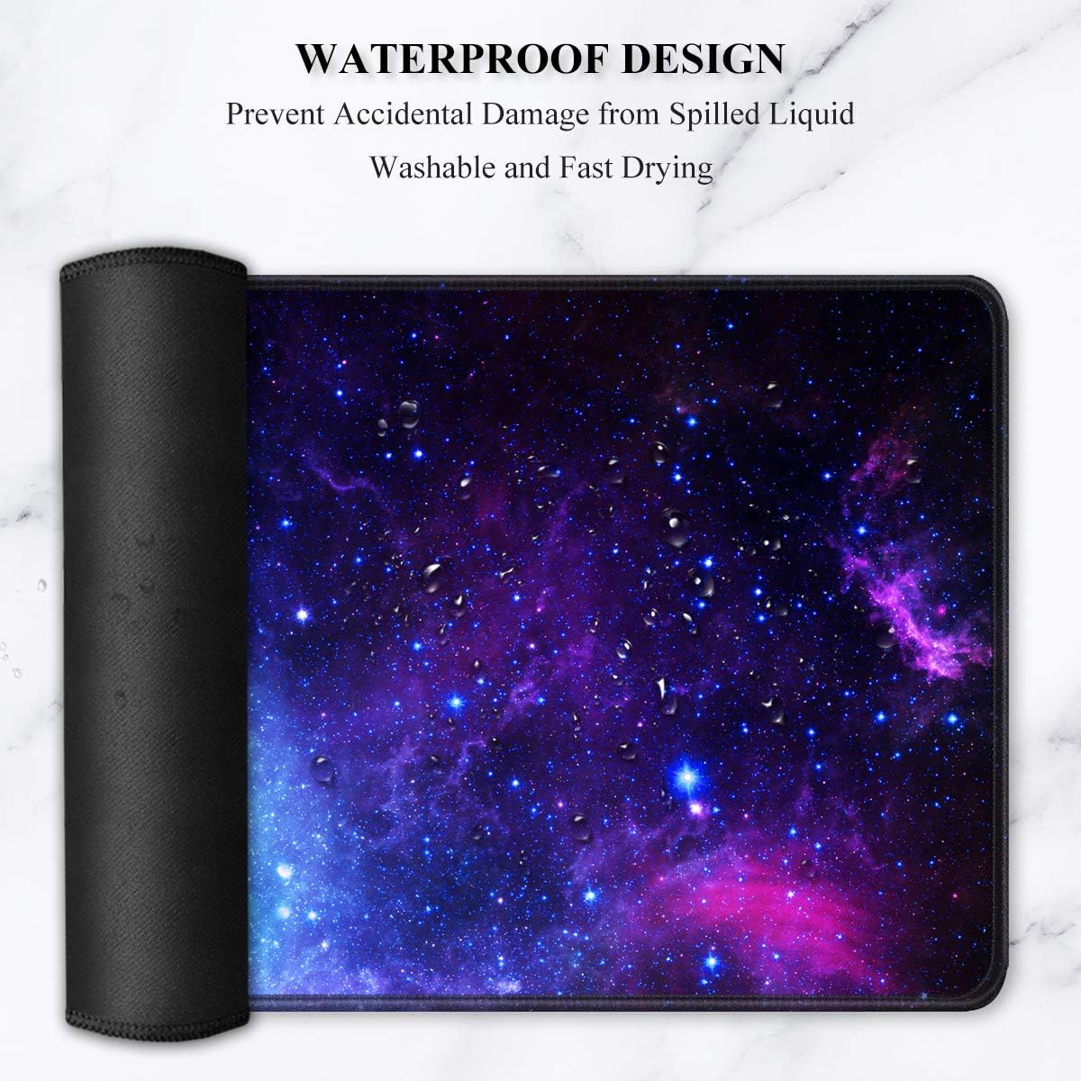 Auhoahsil Large Gaming Mouse Pad, Galaxy Theme XXL 35.4 x 15.7 in Desk Pad Stitched Non-Slip Rubber Long Computer Mousepad Thin Extended Full Size Desk Mat for Desktop, Laptop, Wireless Mice, Purple