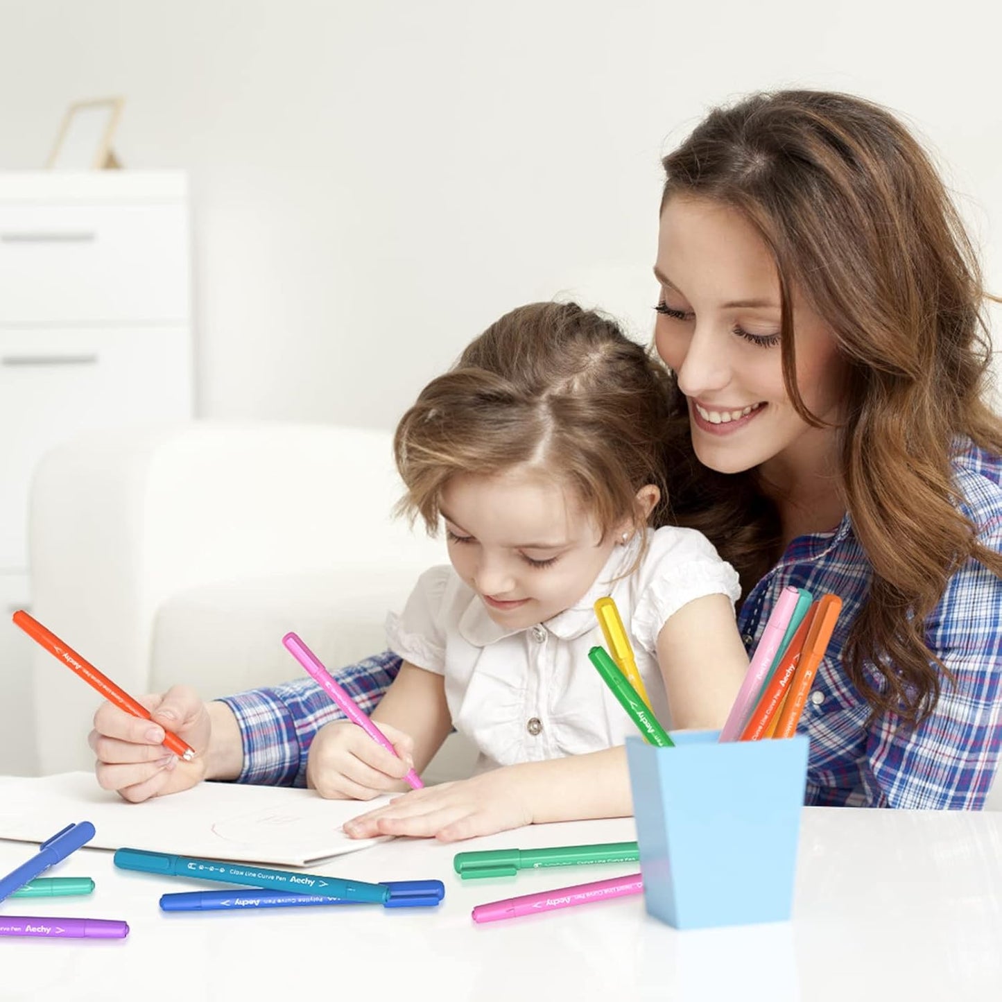 AECHY 12PCS Colored Curve Pens for Note Taking, Dual Tip Pens with 10 Different Curve Shapes & 12 Colors Fine Lines, Curve Highlighter Pen Set for Kids Journaling Note Taking Supplies