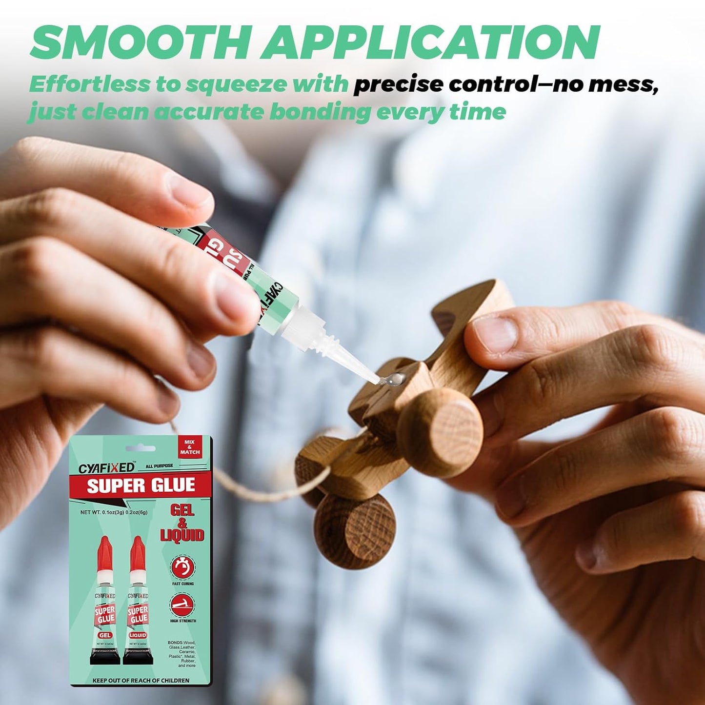 Super Glue Liquid&Gel, Instant Adhesive, Multipack Cyanoacrylate Strong Clear Glue for Shoe Sole Repair Ceramic Plastic Metal Wood Pottery Leather Aquarium Glass, Rubber, Strong Bonding