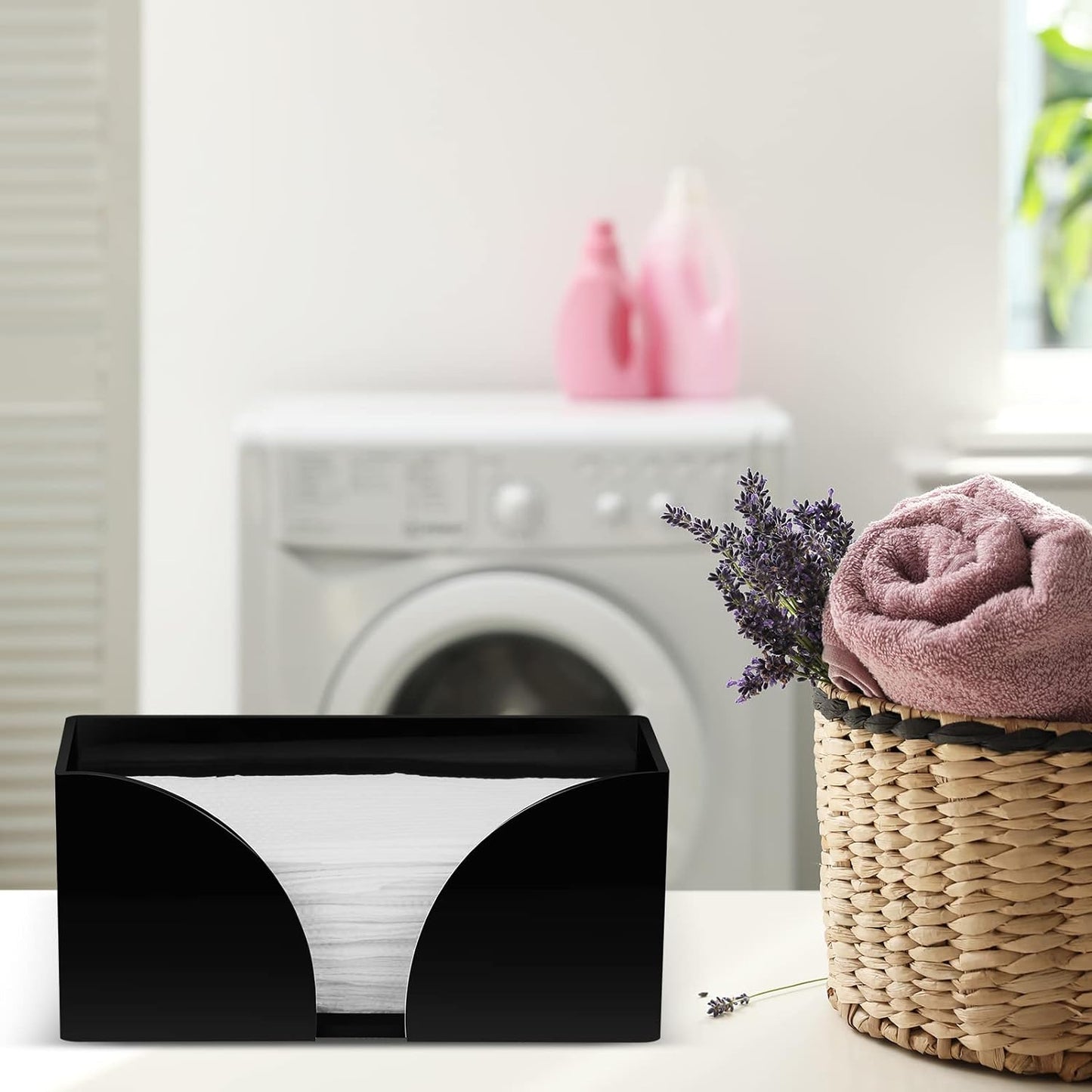 Paper Towel Dispenser Countertop Black Acrylic Paper Towel Holder for Bathroom Folded Paper Towel Dispenser Clear Trifold Napkin Holder for Z-fold, C-fold, MultiFold Trifold - Home Kitchen