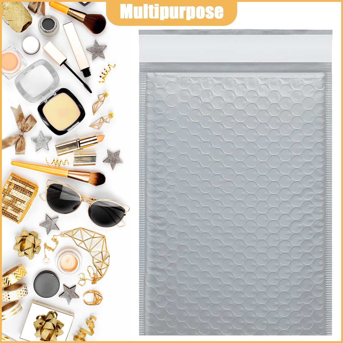 7.25in x 11in Bubble Mailer, Gray Poly Mailer, Padded Envelope, Shipping Envelope, Waterproof, Self-Sealing, For Small Business, Shipping, Mailing, Boutique Packaging(100PCS)