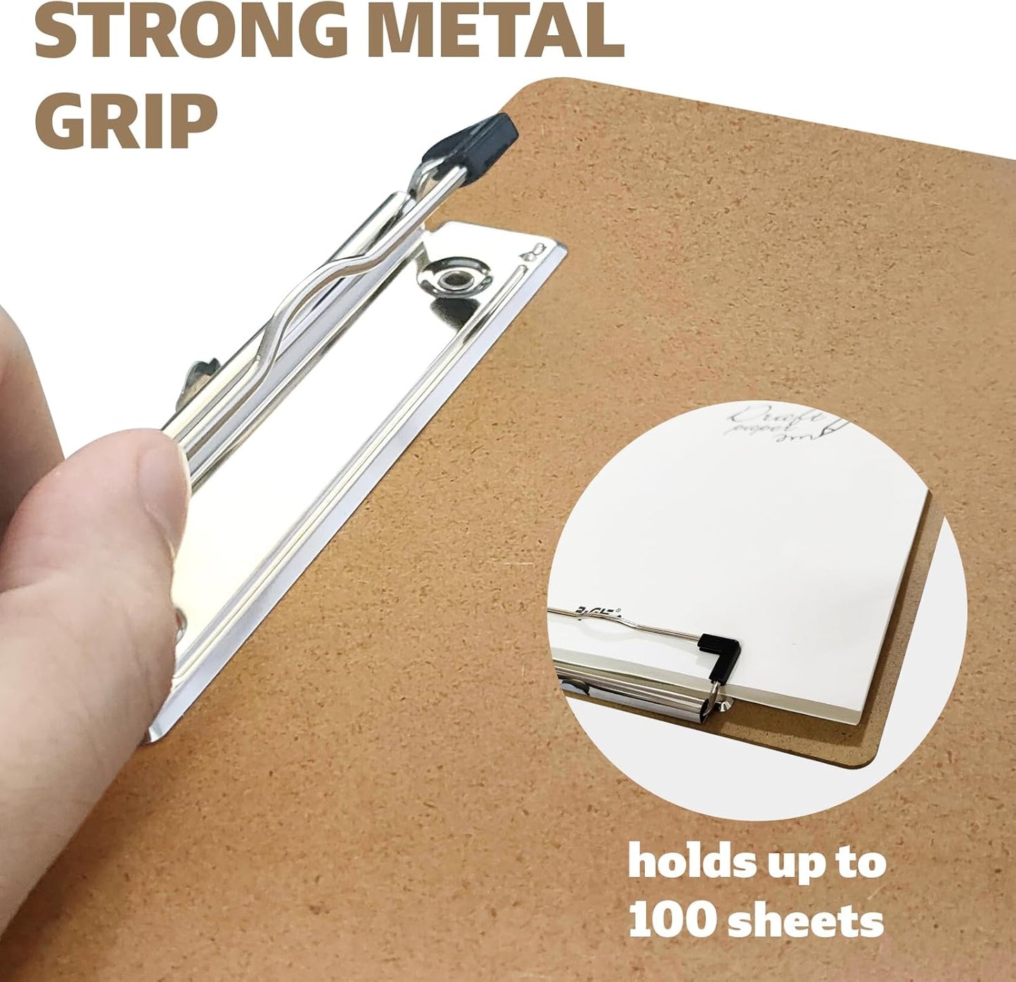 24 Pack Clipboards Bulk, Standard A4 Letter Size Wooden Hardboard Office Clipboard for Classroom, Work-Meetings, with Low Profile Clip, 12.5 x 9 Inch