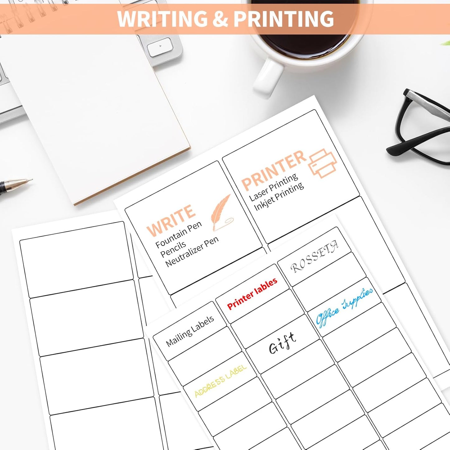 30 UP 6000 Stickers 200 Sheets 1" x 2-5/8" Shipping Return Address Labels for Laser Inkjet Printer, White Blank Mailing Labels