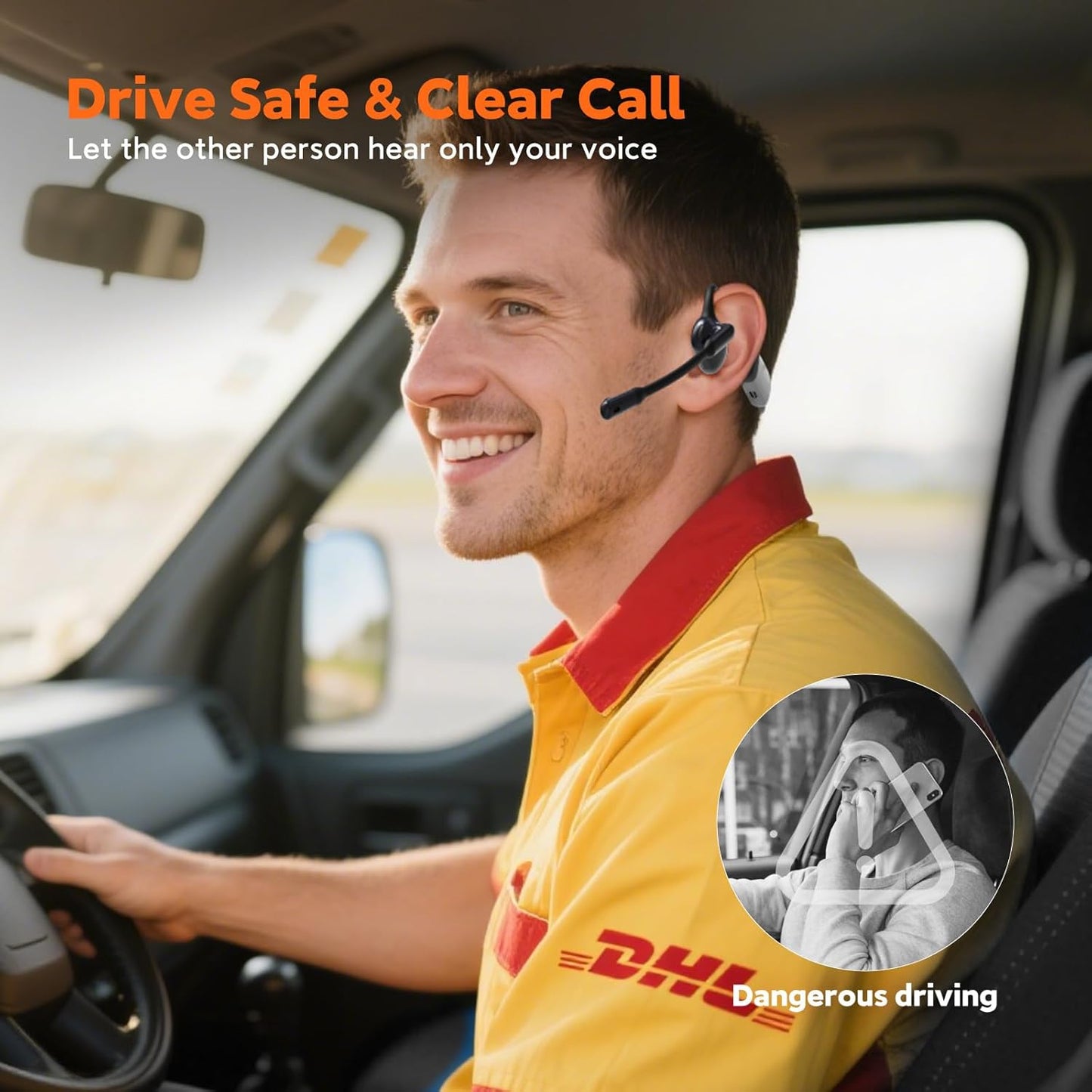 Pilot P200b Pro Wireless Headset with Mic for Work, 50dB Noise Cancelling Headphones with ENC, Bluetooth 5.3 - Wireless Computer Headset for Meetings and Calls