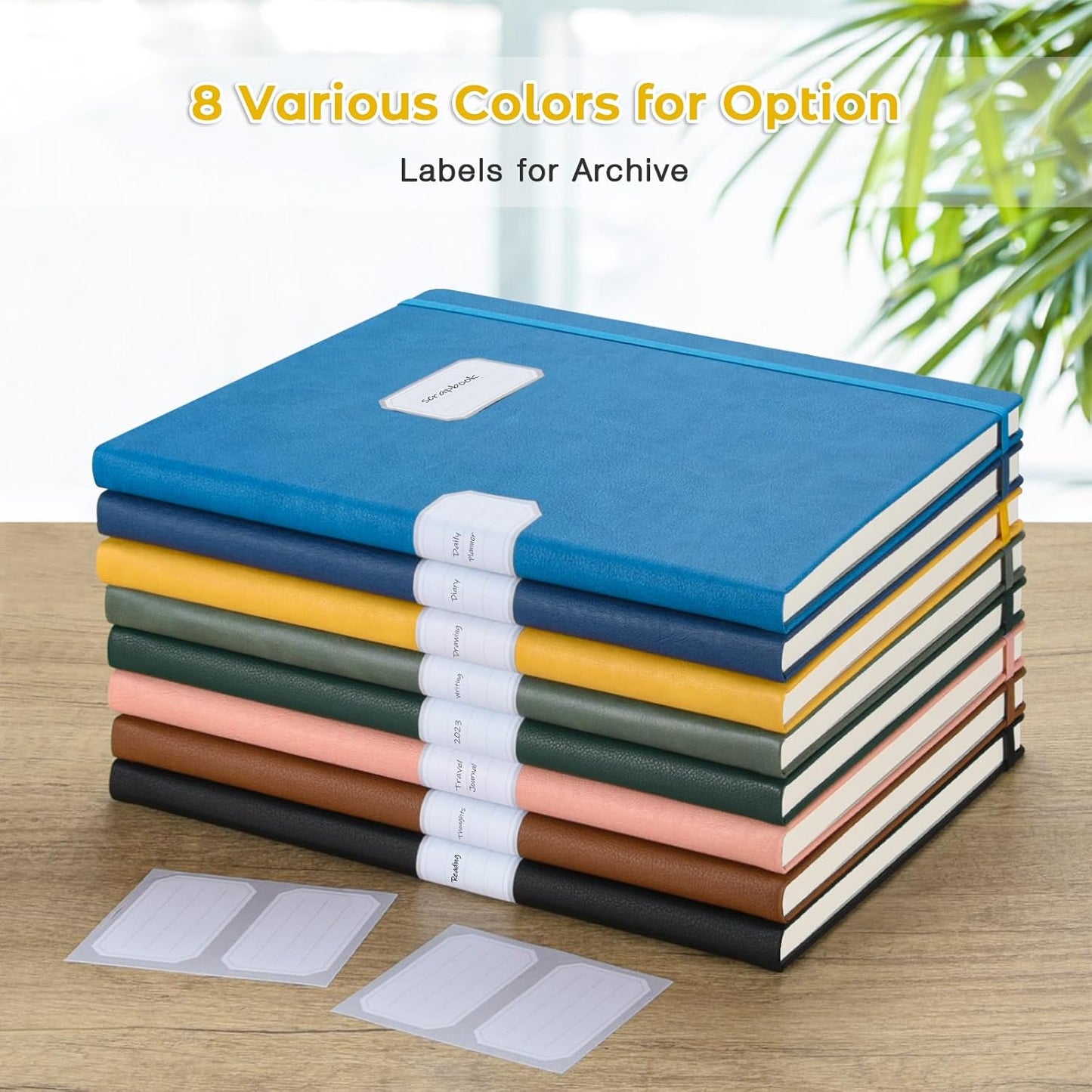 Lined Journal Notebook, 8.5" x 11" Hardcover Leather Notebook for Work, Wide Ruled Notebook Journal for Women Men, 192 Thick Paper, Lay Flat, 2 Pockets, A4 Large Journals for Writing, Yellow Notebook