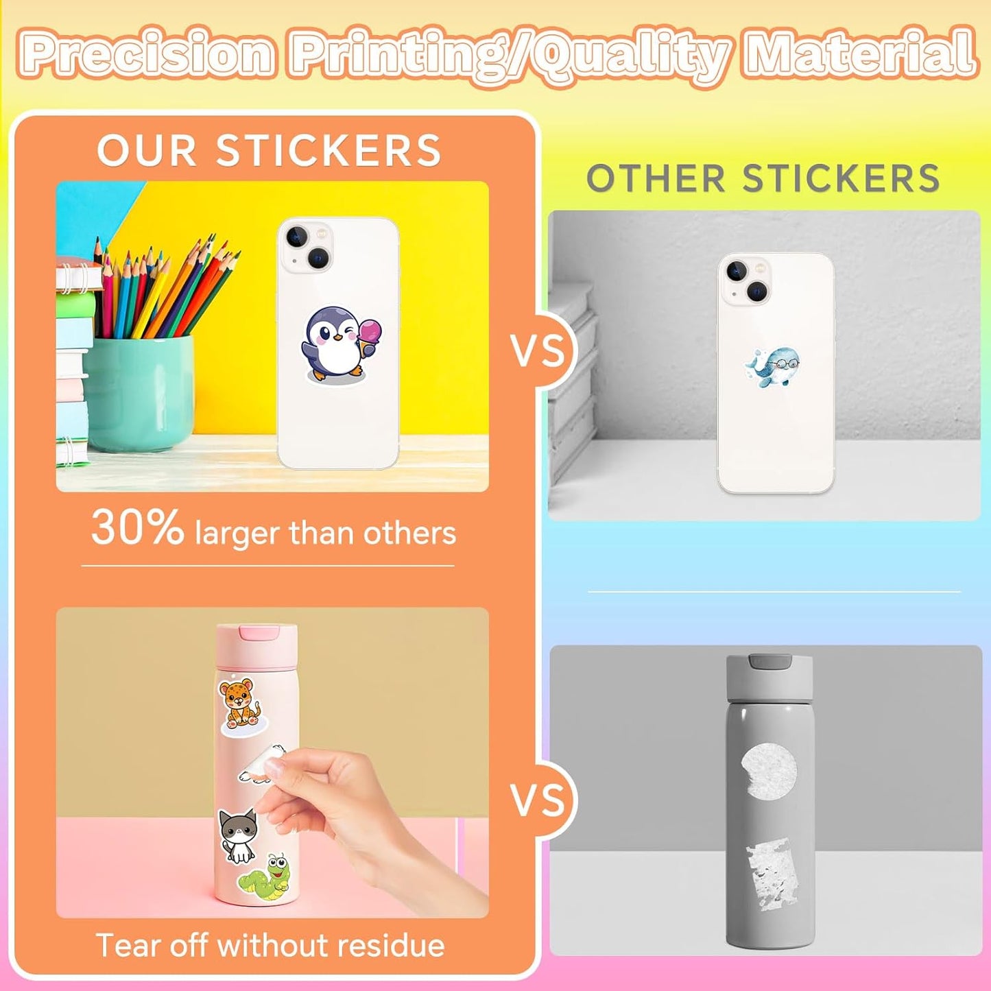 Water Bottle Stickers 200 Pcs Cute Animal Sticker Pack, Teacher Reward Prizes for Kids Classroom, Waterproof Vinyl Stickers for Water Bottles Scrapbook Journal Tablet Kindle Laptop Diary Scooters etc