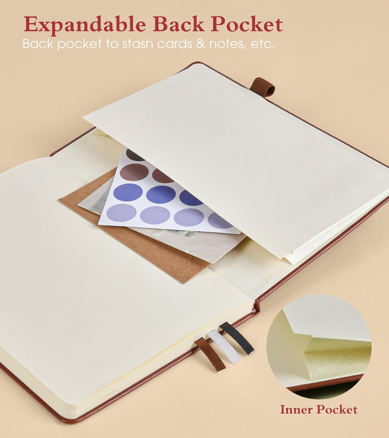 Blank Journal Notebook for Women Men,160 Pages,Inner Pocket,A5 Hardcover Sketchbook for Drawing, Sketch book, Unlined Notebooks for School,Work,Travel Journals for Writing 5.8"x8.5" (Brown)