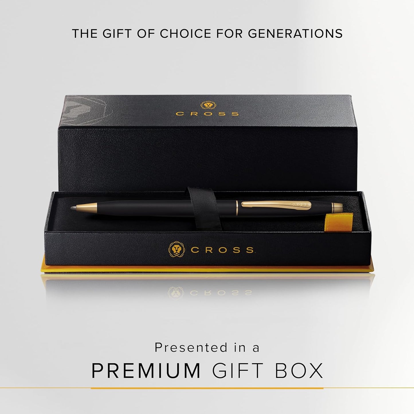 Cross Classic Century Refillable Ballpoint Pen Presented in a Luxury Gift Box - Medium Point, Black Ink, Black & Gold